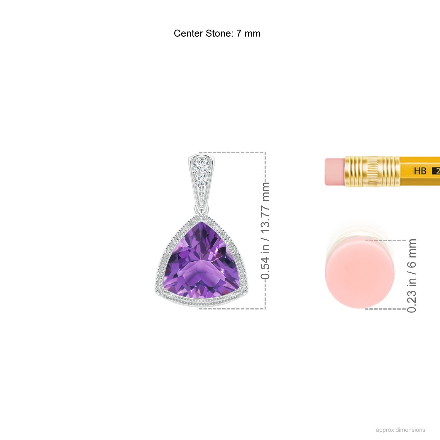 Angara Natural Trillion-Cut Amethyst Pendant Necklace with Milgrain Detailing in Sterling Silver/14K Gold/Platinum | February Birthstone Jewelry for Women | Perfect for Birthday, Engagement, Anniversary & Wedding Gifts | Elegant Everyday Wear & Special Occasions