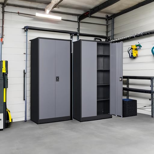 Steel Storage Cabinet with 2 Doors & 4 Adjustable Shelves - 71