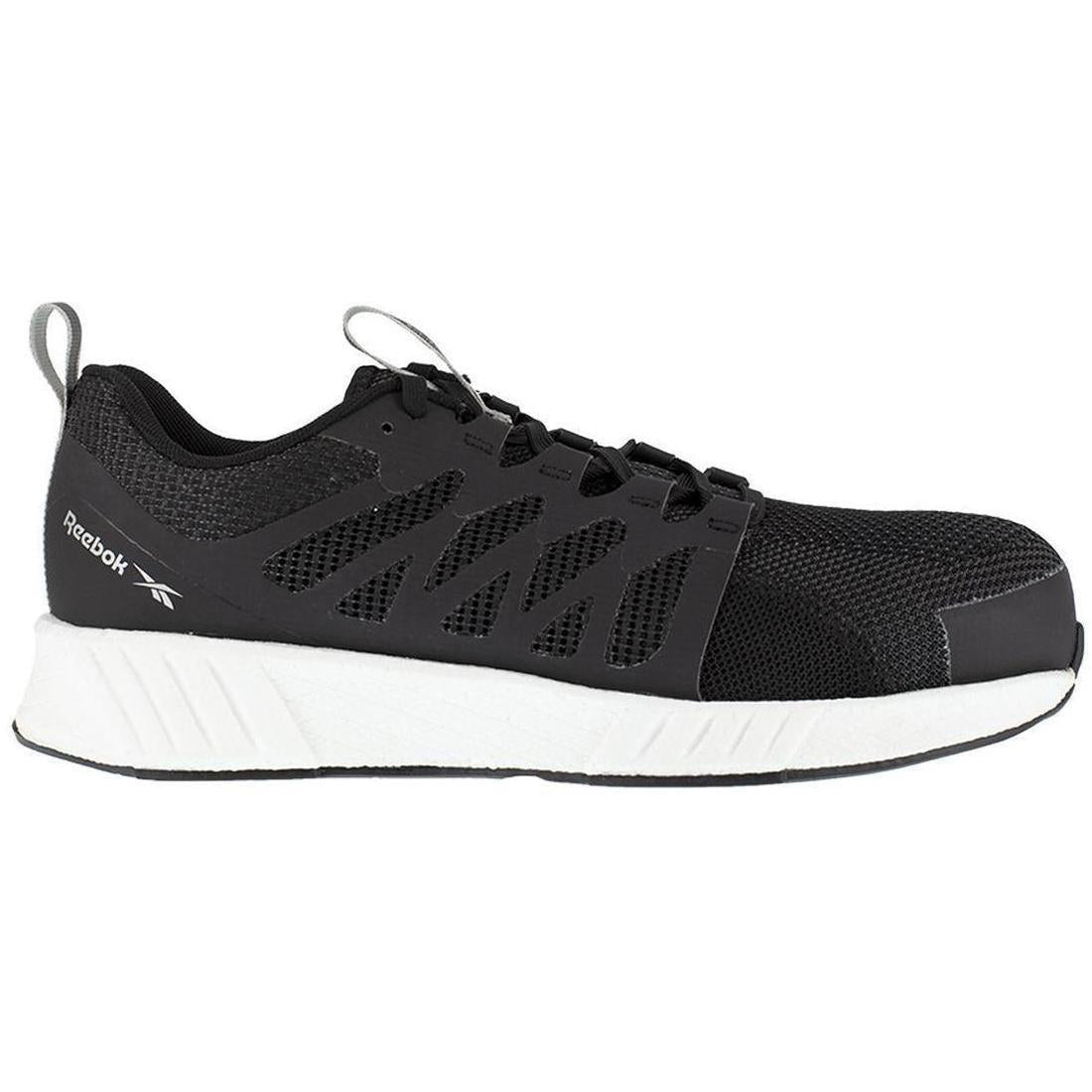 Fusion Flexweave™ Composite Toe Athletic Work Shoes for Men - Lightweight Safety Shoes, Black/White - Perfect for Construction, Warehouse & Industrial Work