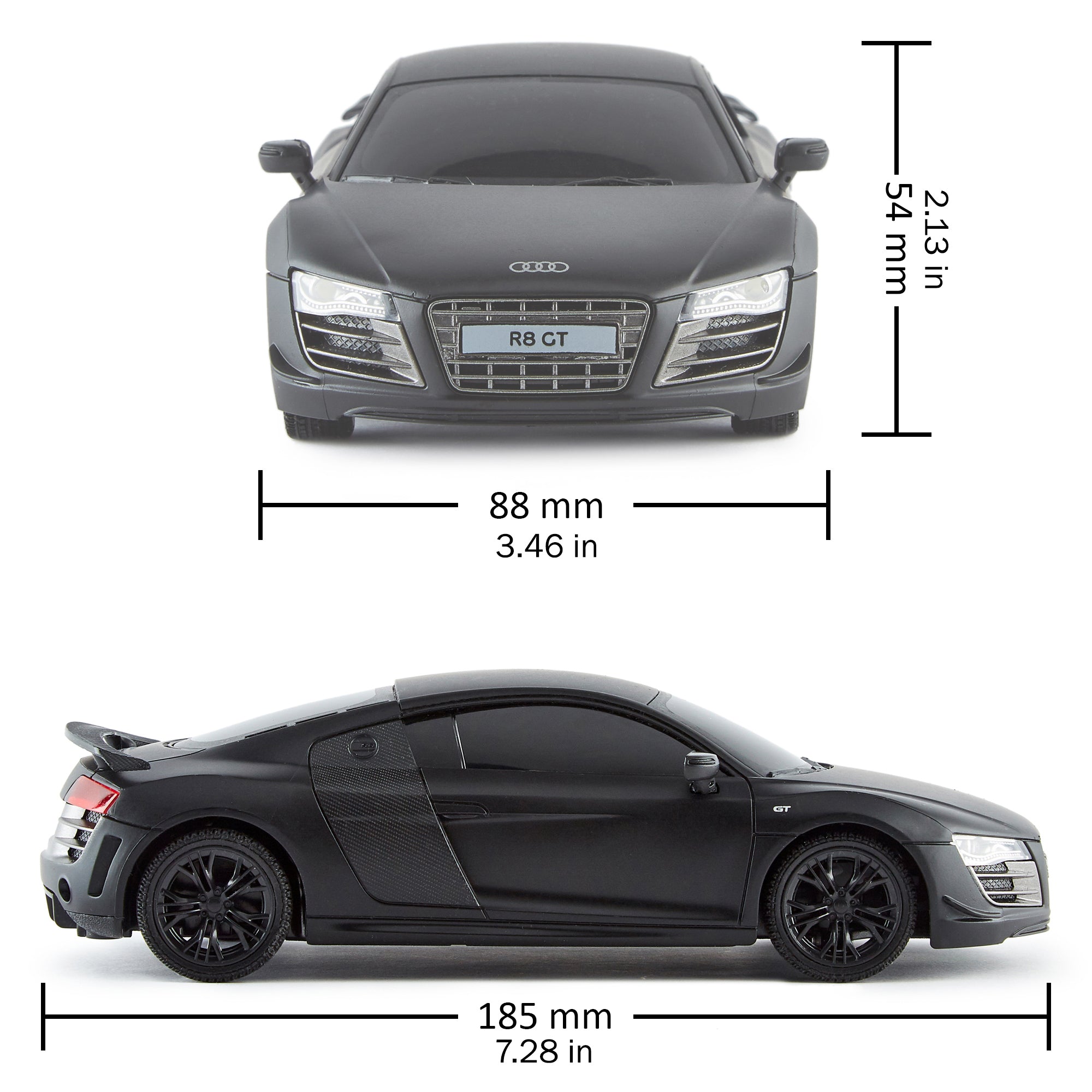 Audi R8 GT 1:24 Scale Remote Control Car - 2.4GHz High-Speed RC Racing Car with LED Headlights (Black) - Perfect for Indoor/Outdoor Racing and Gift for Kids & Adults