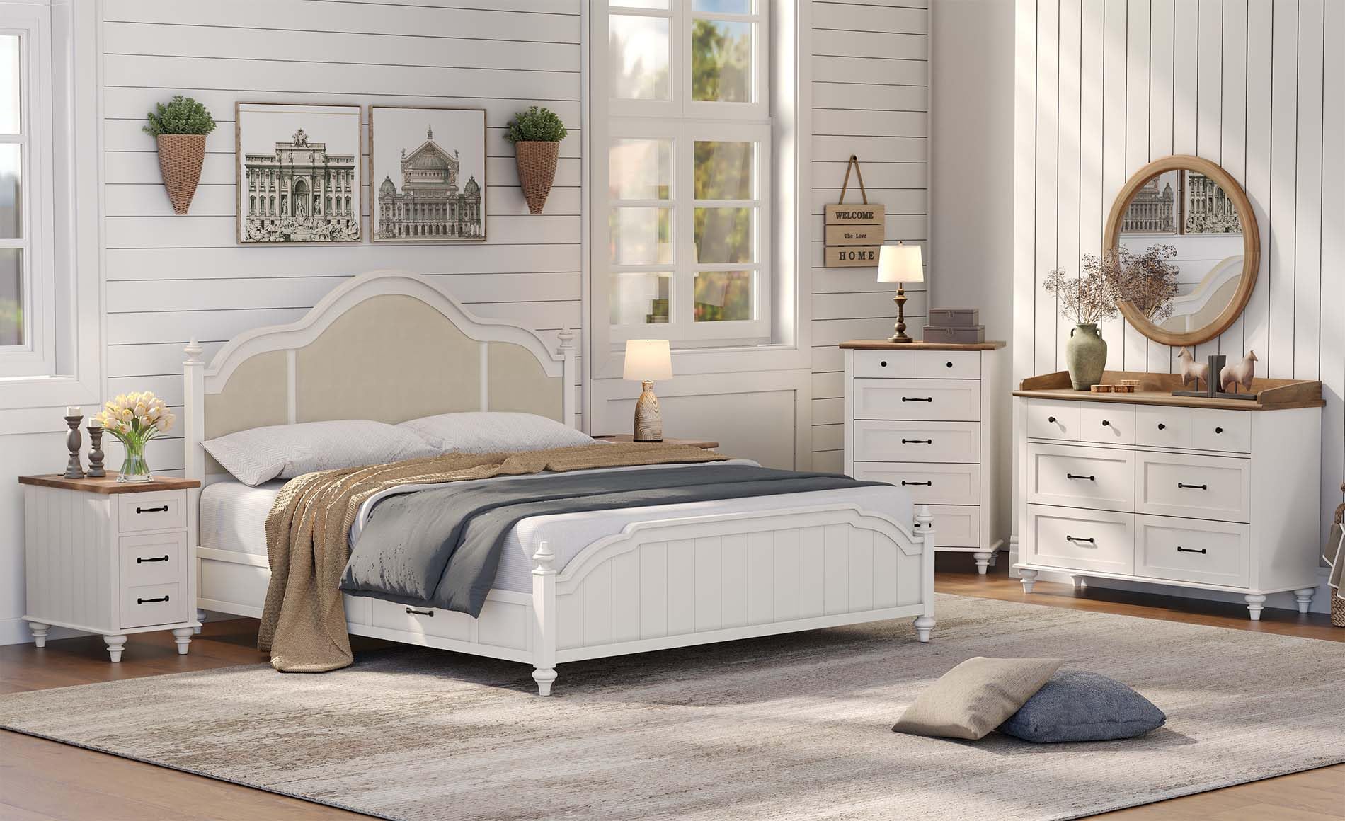 WAMPAT 6-Drawer Wooden Dresser for Bedroom & Nursery - Mid-Century Modern Storage Organizer