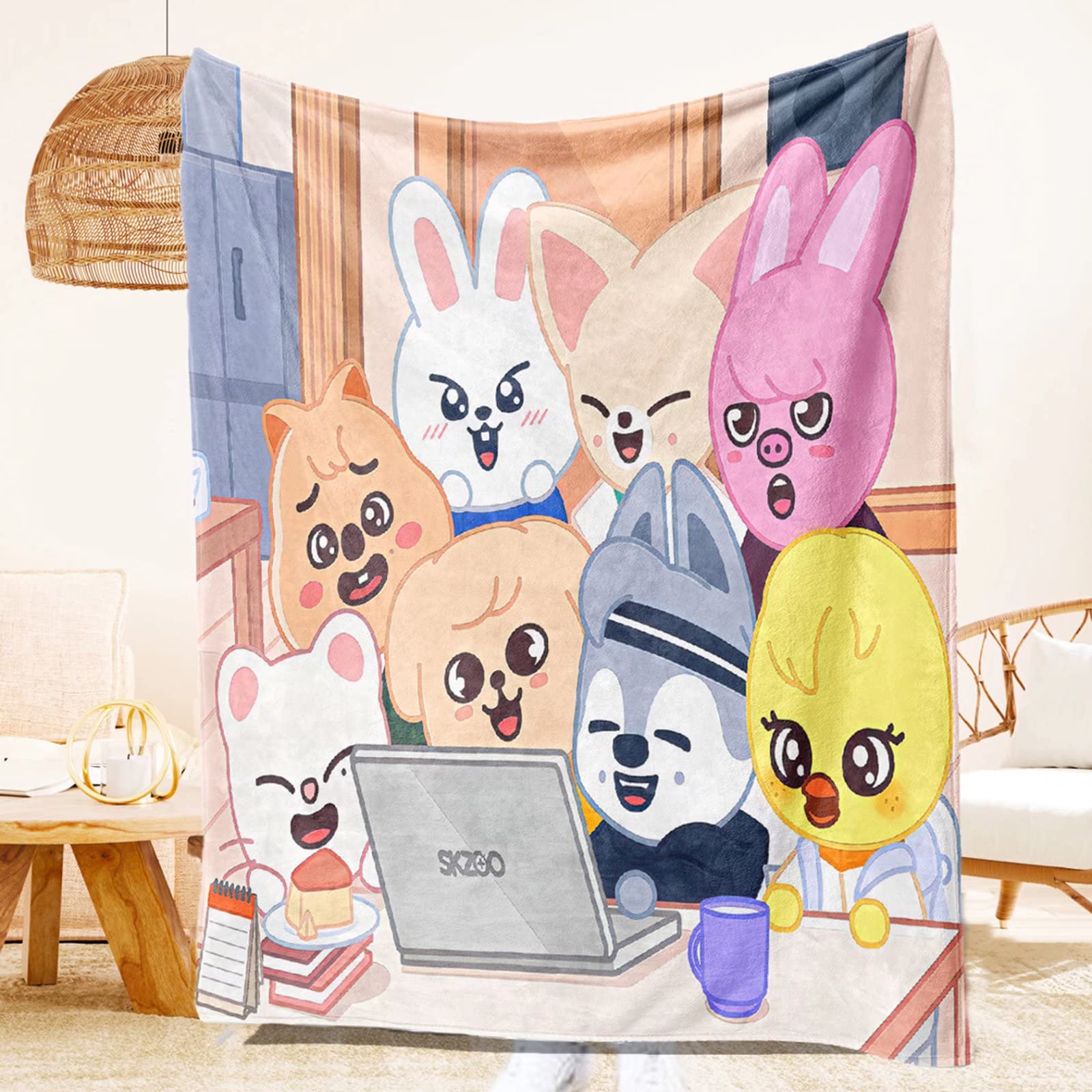 YJYP Kpop Flannel Blanket - Soft Banchan Felix Hyunjin Throw Blanket for Couch, Sofa & Bed - Kpop Merch Home Decor Gift for Fans - Perfect for Concerts, Dorm Rooms & Cozy Nights