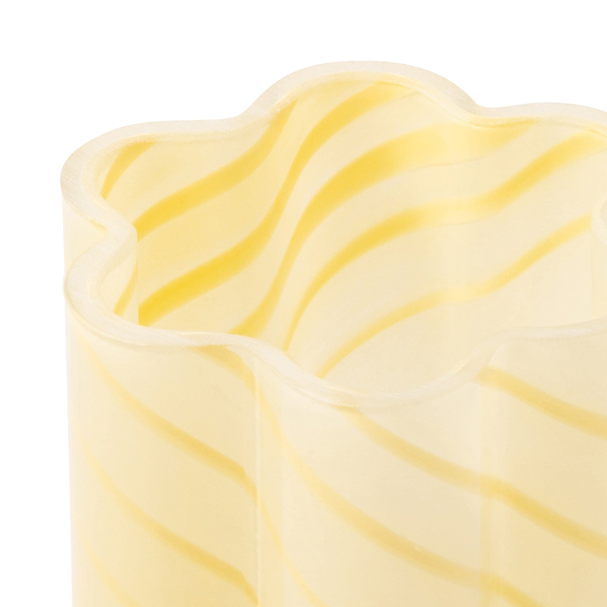 Light Yellow Floral Stripe Vase - Elegant Home Decor for Living Room, Dining Table & Wedding Centerpieces