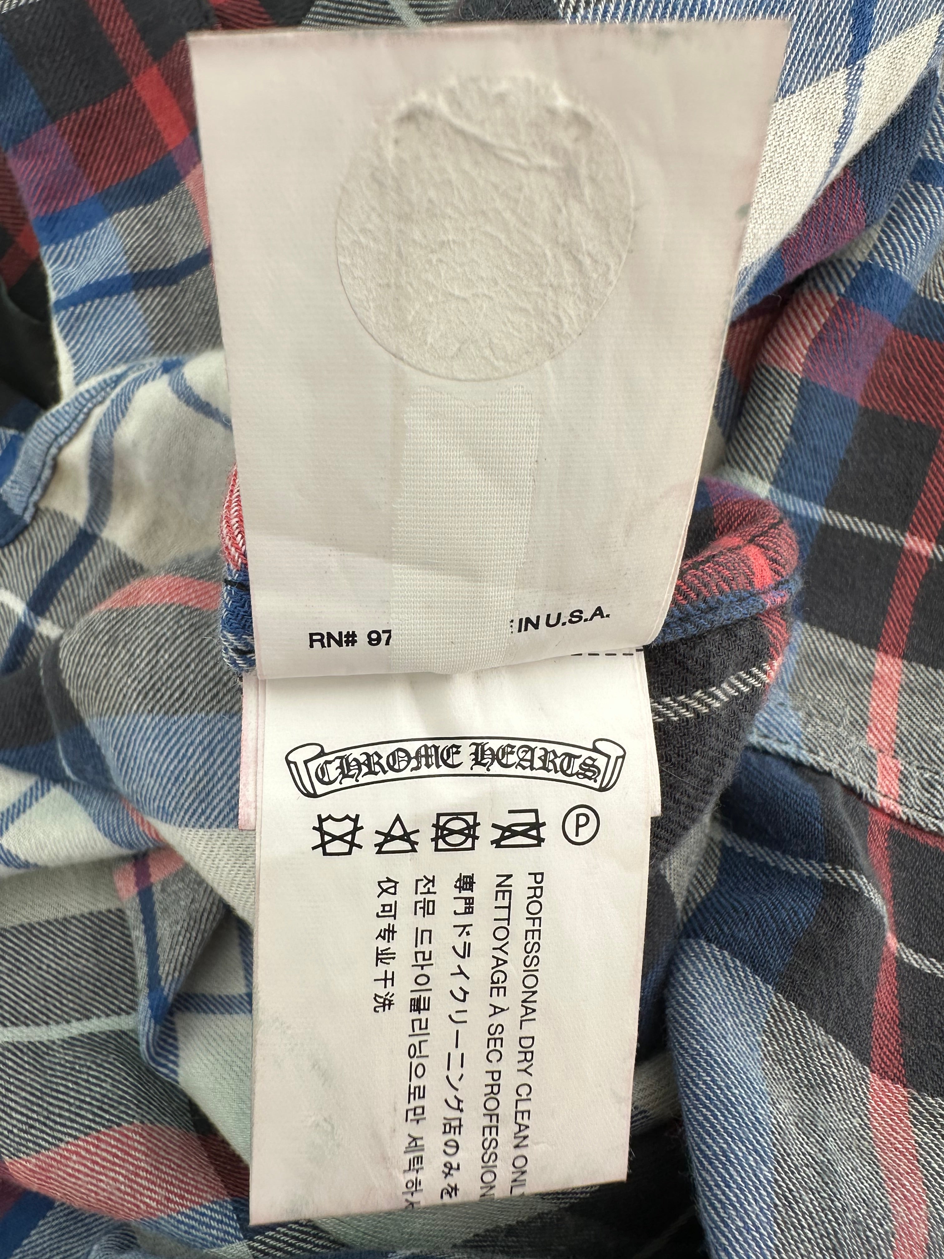 Chrome Hearts White & Blue Cross Patch Flannel Shirt - Stylish & Comfortable for Casual Wear & Street Fashion