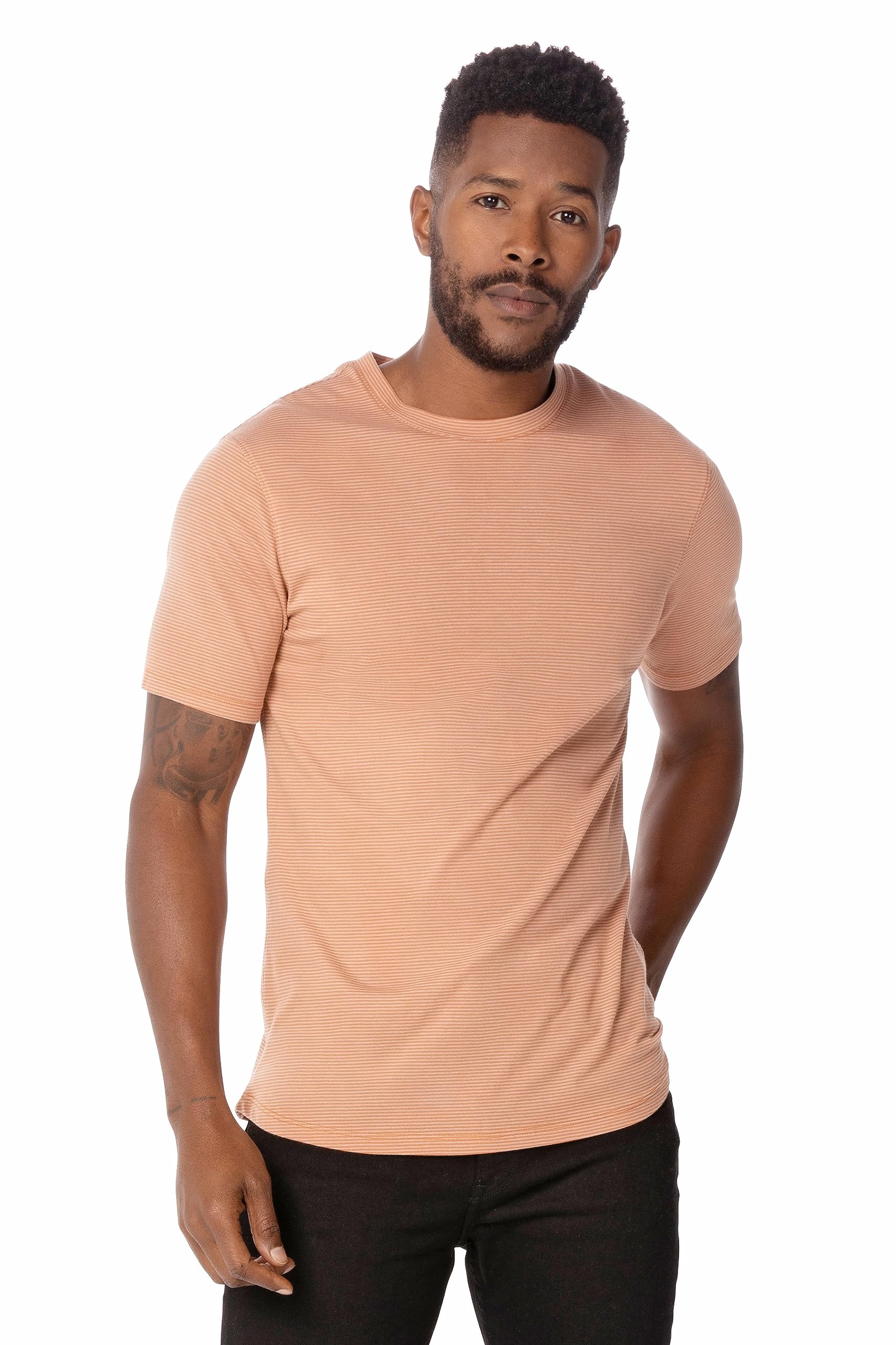 Chef Works Men's Striped Cotton T-Shirt - Comfortable Workwear for Chefs & Kitchen Staff | Restaurant Uniform & Professional Cooking Apparel