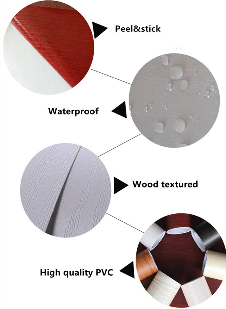 UPREDO Wood Grain Adhesive Paper - Brown Vinyl Sticker for Furniture & Cabinets (15.8x79in) - DIY Home Decor Upgrade