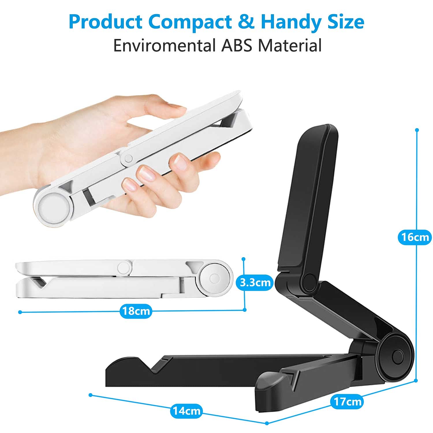 Adjustable Tablet Stand Holder for iPad, Samsung Galaxy, Kindle Fire - Portable Phone Desk Stand for iPhone 13/12/11 Pro Max - Perfect for Reading, Watching Movies & Video Calls at Home/Office/Travel