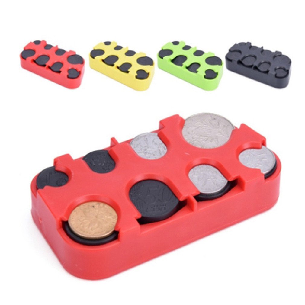 Euro/Dollar Coin Dispenser - Portable Coin Purse Wallet with Storage Box for Cash & Change (Red) - Perfect for Travel, Vending Machines & Retail Businesses