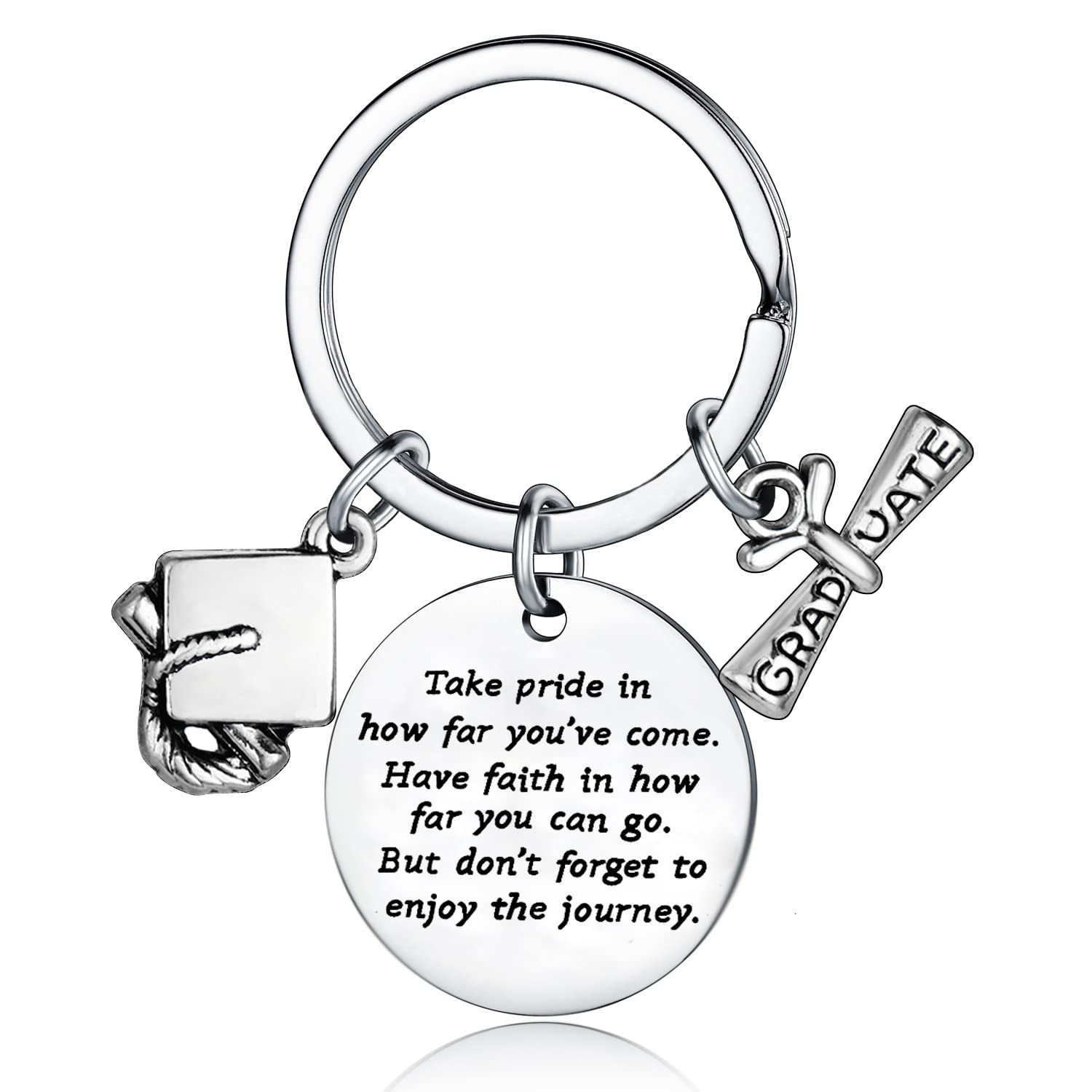 Graduation Keychain for Girls & Boys - Take Pride, Have Faith, Don't Forget to Enjoy The Journey - Inspirational Graduation Gift for Students - Perfect for High School & College Graduates, Back to School, and Daily Motivation