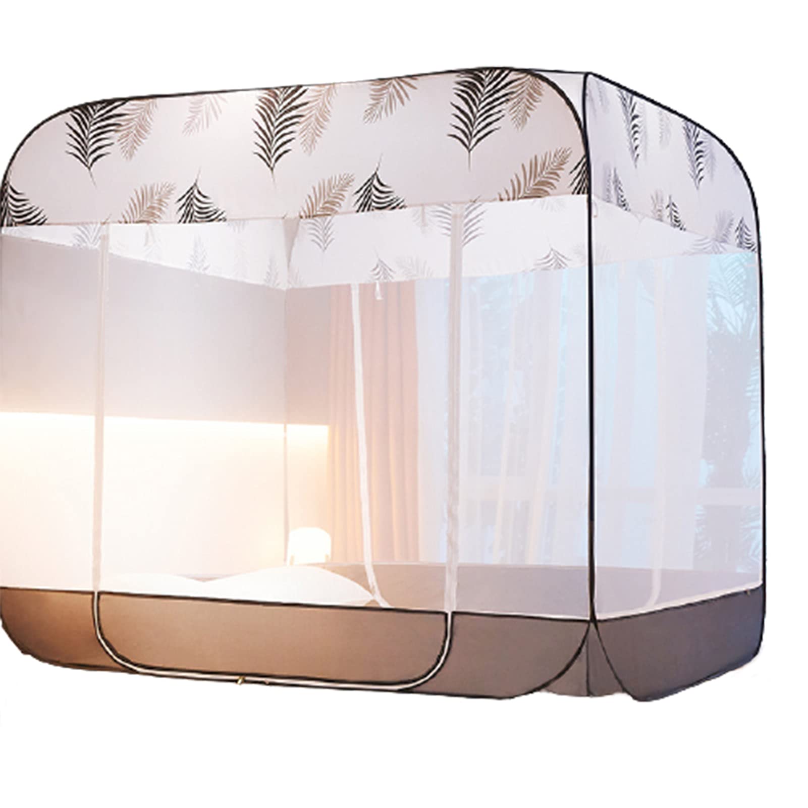 AMKUF Yurt Mosquito Net for Bed - 3-Door Foldable Mosquito Net for Single/Double Bed (3m x 1.5m) - Perfect for Camping, Travel & Home Use