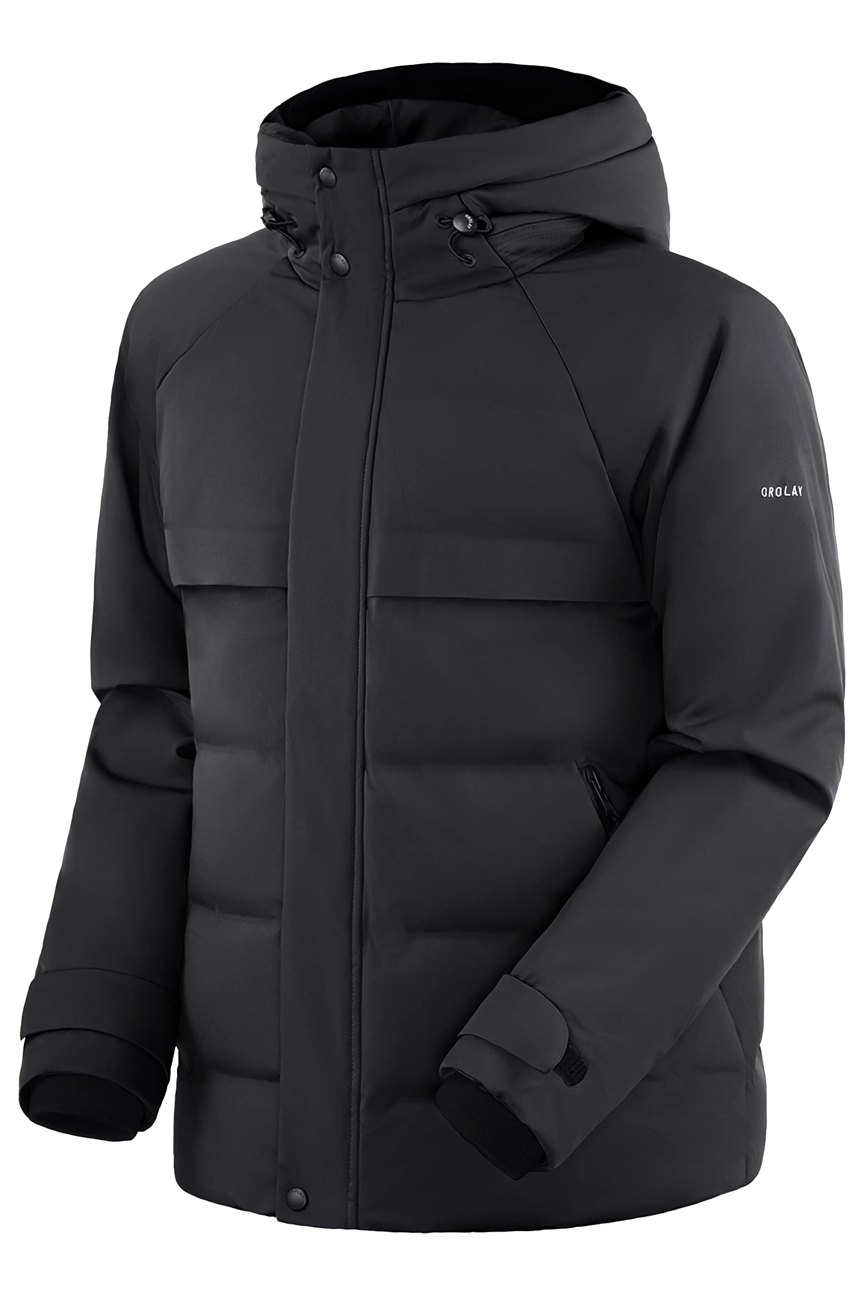 Orolay Men's Winter Puffer Jacket with Hood - Warm Bubble Coat for Outdoor Activities