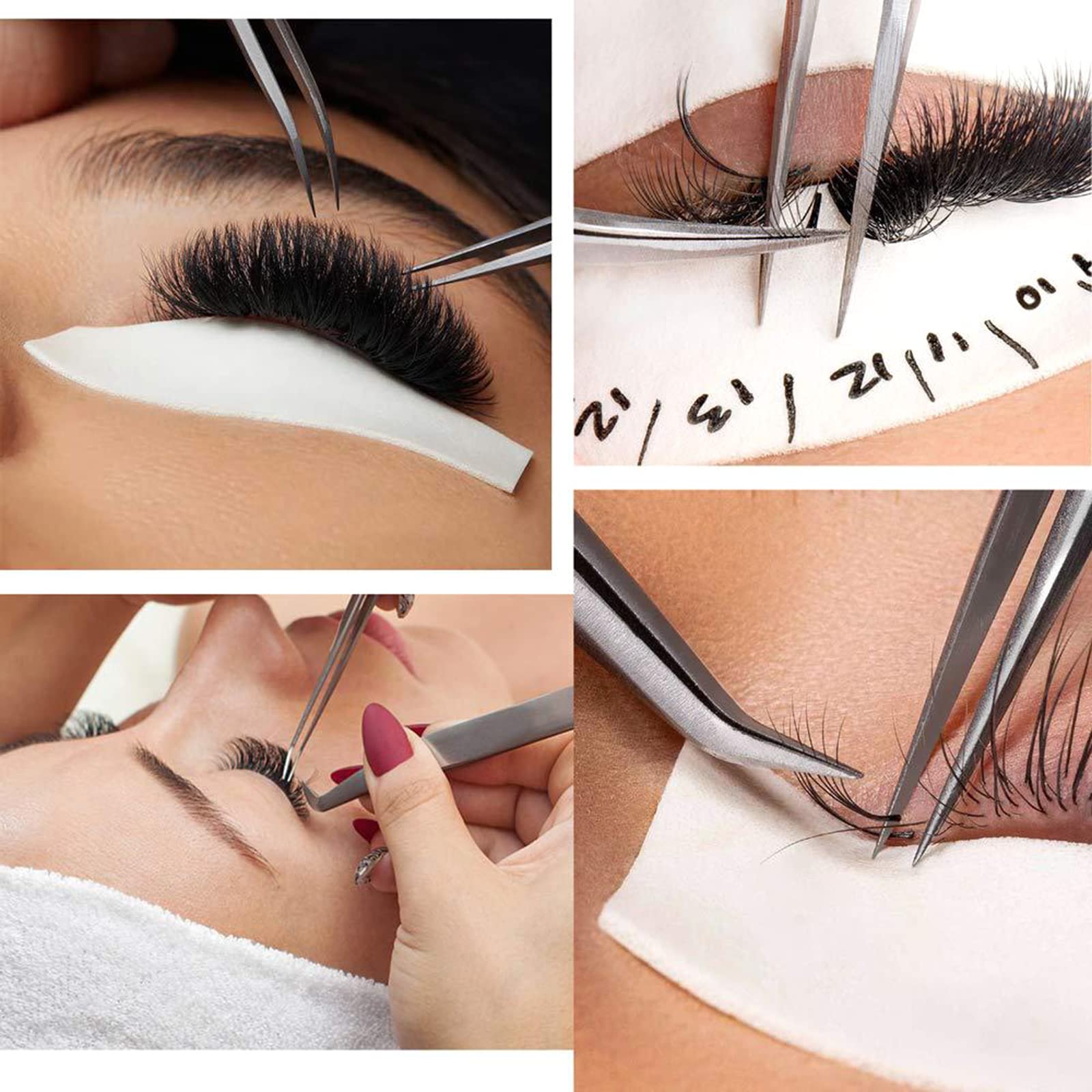 Premium Stainless Steel Eyelash Extension Tweezers Set - 4PCS Anti-Static False Eyelash Applicators with Precision Tips for Professional & Home Use - Perfect for Lash Extensions, Strip Lashes & Makeup Application