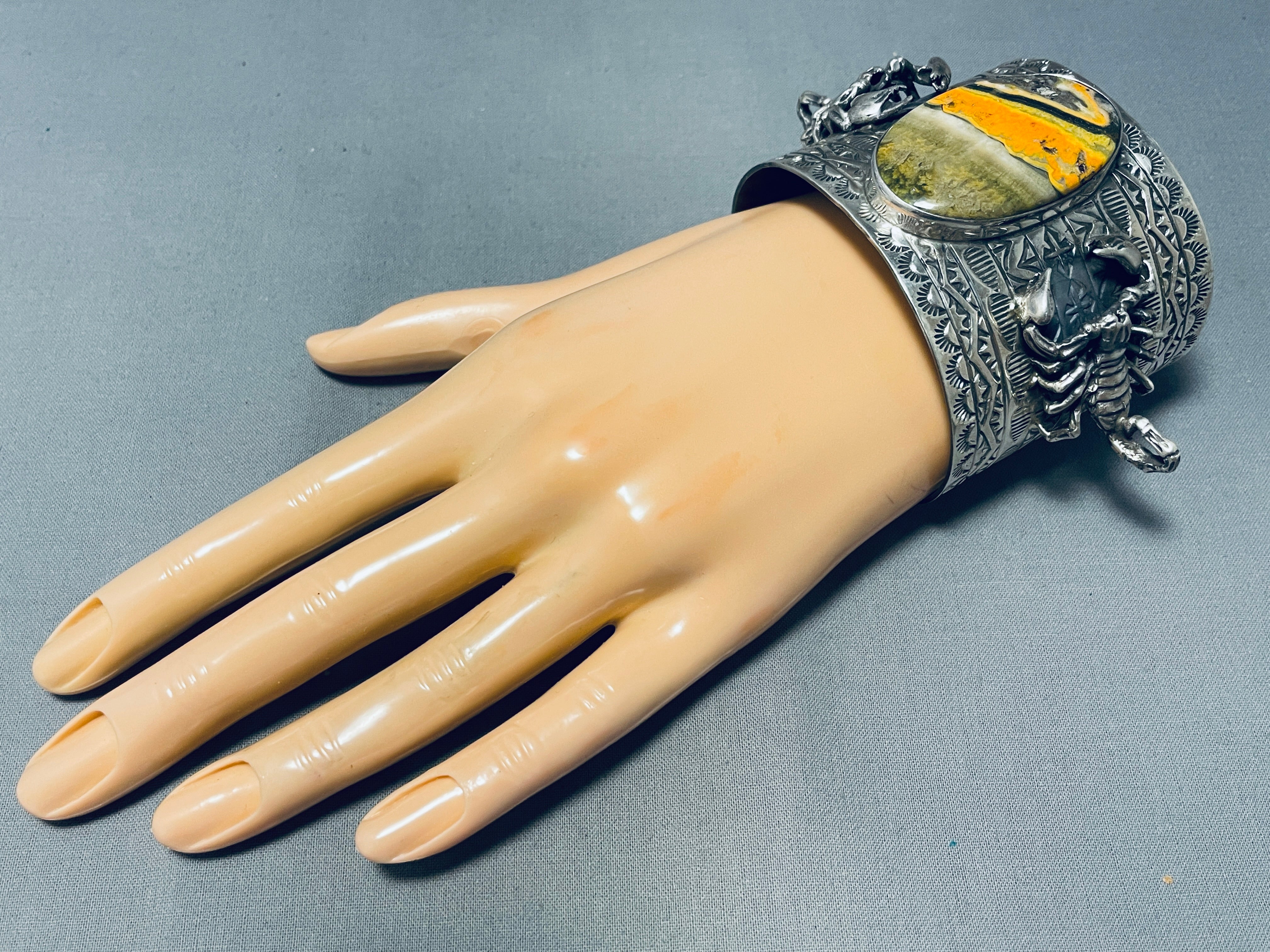 114 Grams Unique San Felipe Scorpion Sterling Silver Cuff Bracelet - Handmade Mexican Jewelry for Women, Boho Chic Accessory for Parties & Special Occasions