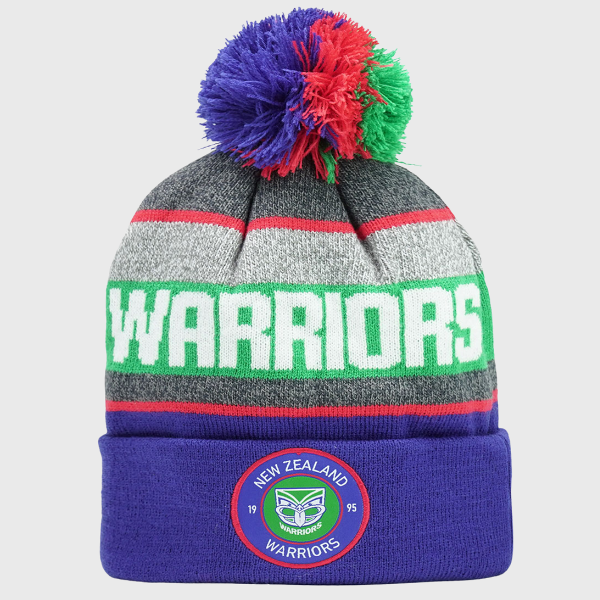 NRL New Zealand Warriors Tundra Bobble Beanie Hat - Officially Licensed Rugby League Winter Knit Hat for Men & Women - Perfect for Cold Weather Games & Outdoor Activities