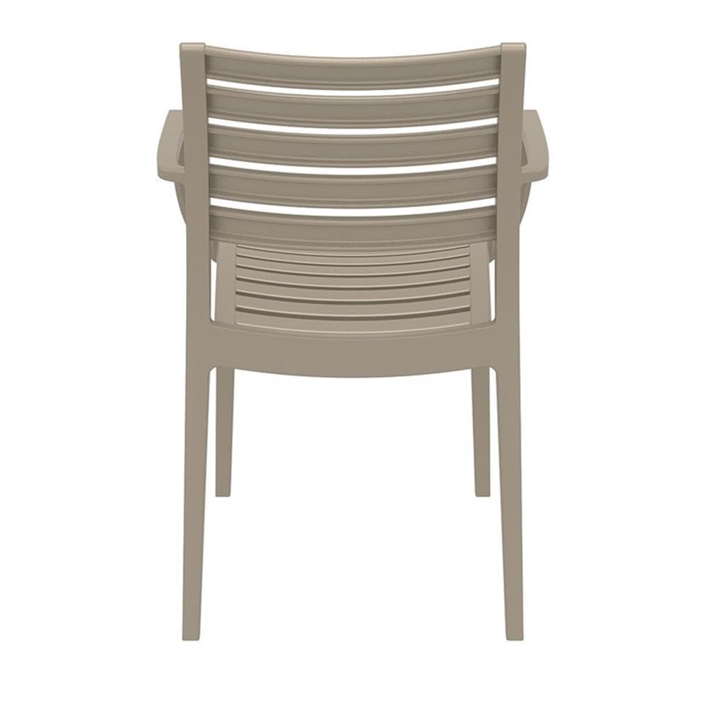 Artemis Outdoor Dining Arm Chairs in Dove Gray - Set of 2 Patio Furniture for Garden, Deck, and Poolside Relaxation
