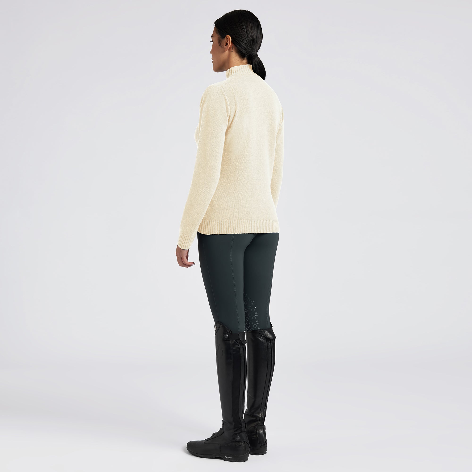 Cavalleria Toscana Women's Lambswool Half Zip Pullover Sweater - Cozy Winter Knitwear for Casual Outings & Office Wear