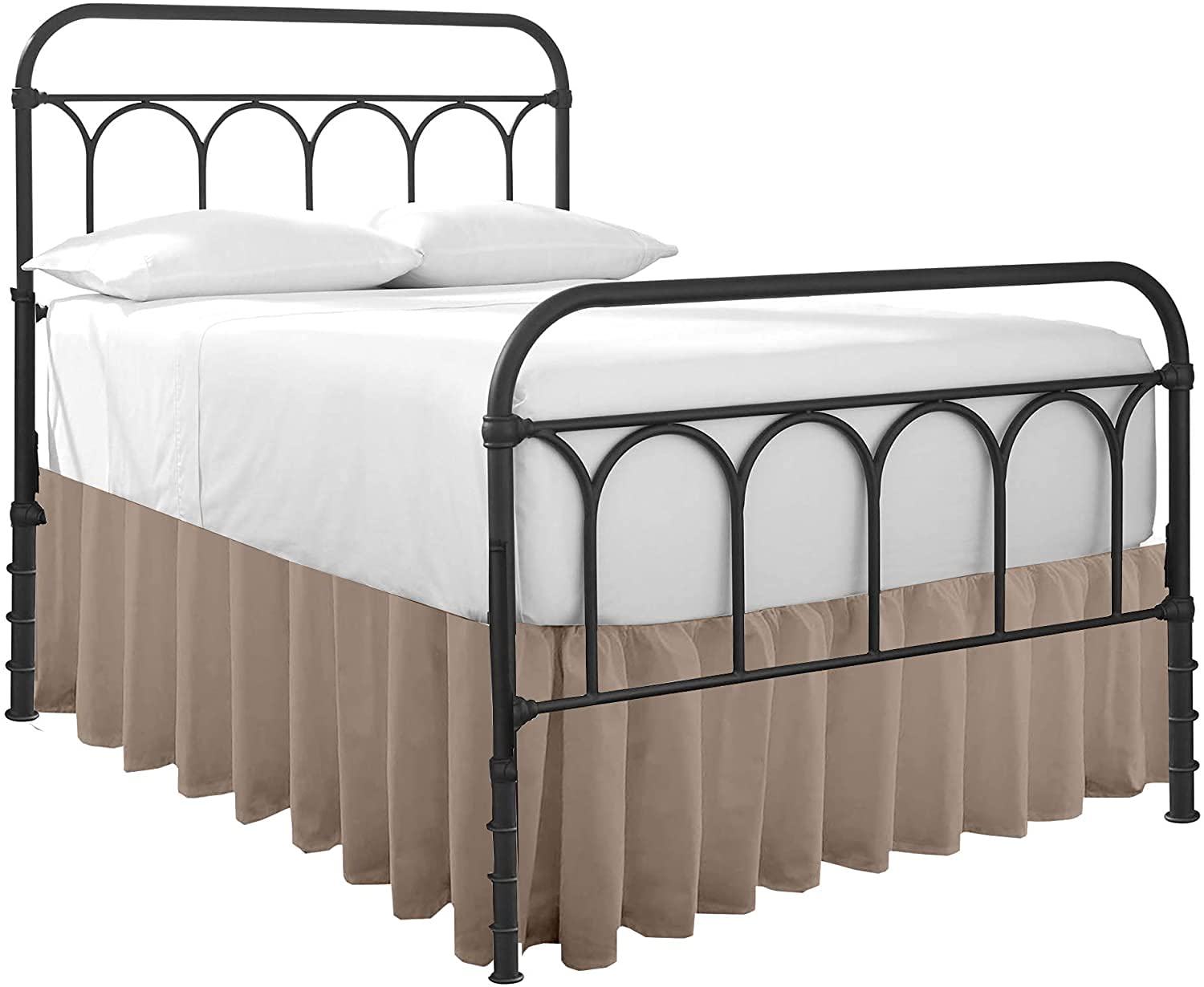 Elegant Ruffled Bed Skirt with Split Corners - Queen Size 100% Microfiber Dust Ruffle with 16