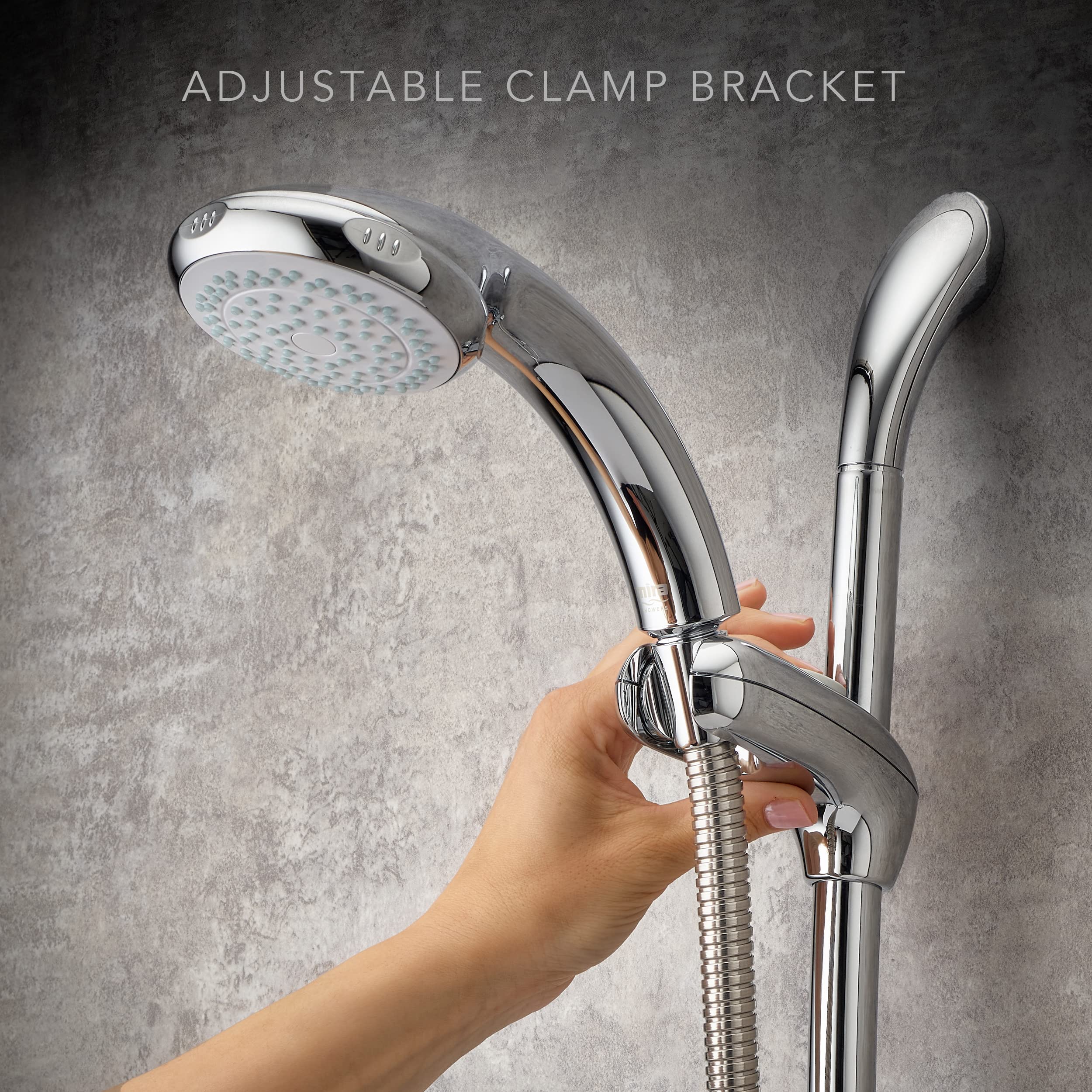 Premium Chrome Shower Fittings Kit - 4 Spray Showerhead with 1.25M Hose (Model 2.1605.154) for Bathroom & Spa Relaxation - High Pressure Water Saving Design
