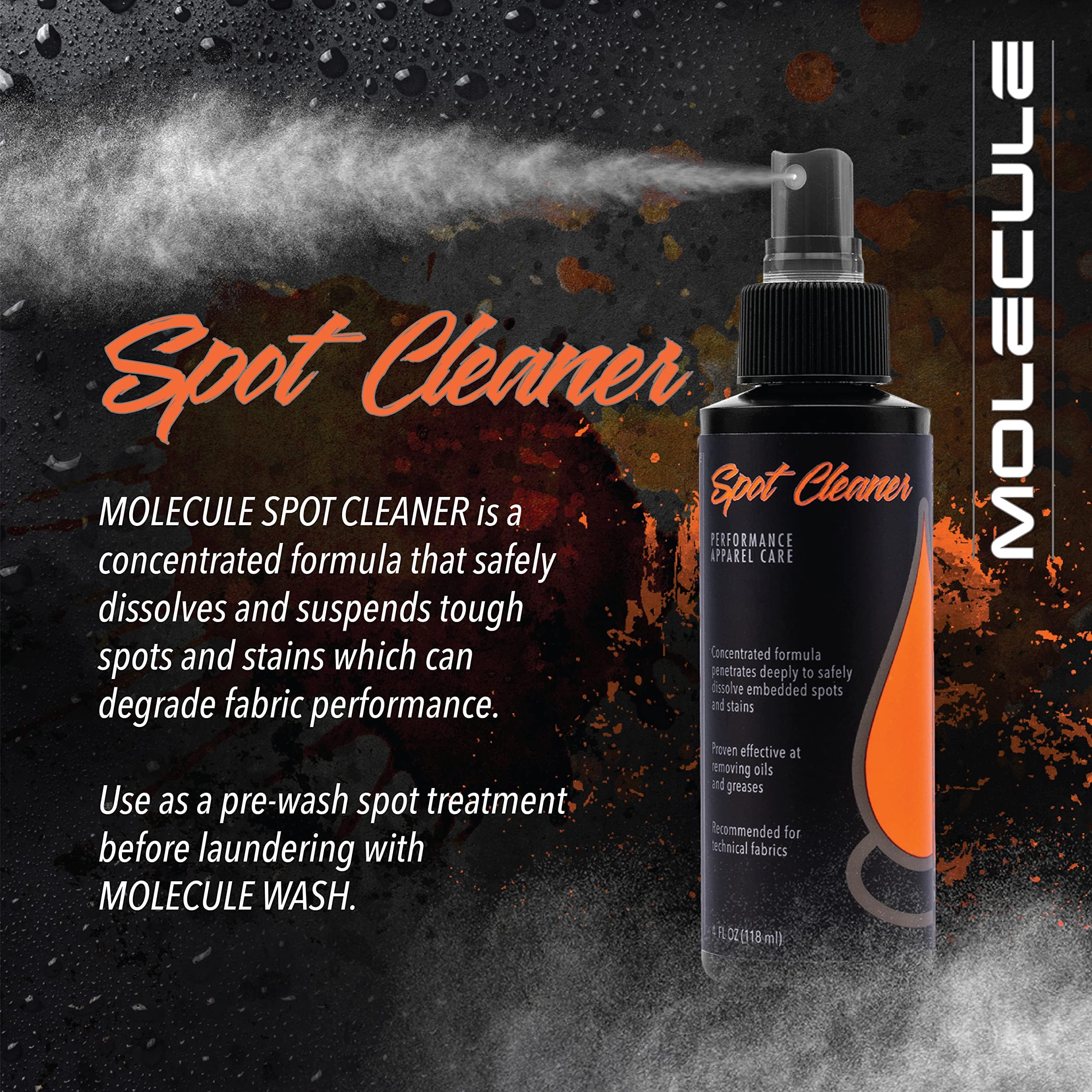 Molecule Spot Cleaner for Performance Apparel - 16oz (6 Pack) - Removes Tough Stains from Race Suits, Workout Clothes & Activewear | Perfect for Gym Gear, Sports Uniforms & Outdoor Adventure Clothing