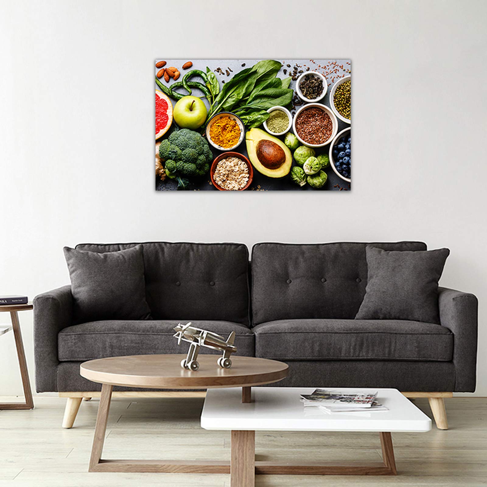 Vegetable Ingredients Canvas Wall Art - 28x40 Inch Kitchen & Dining Room Decor - Framed Ready to Hang Painting for Home, Restaurant Wall Decoration - Perfect for Farmhouse, Modern & Rustic Interior Design Styles