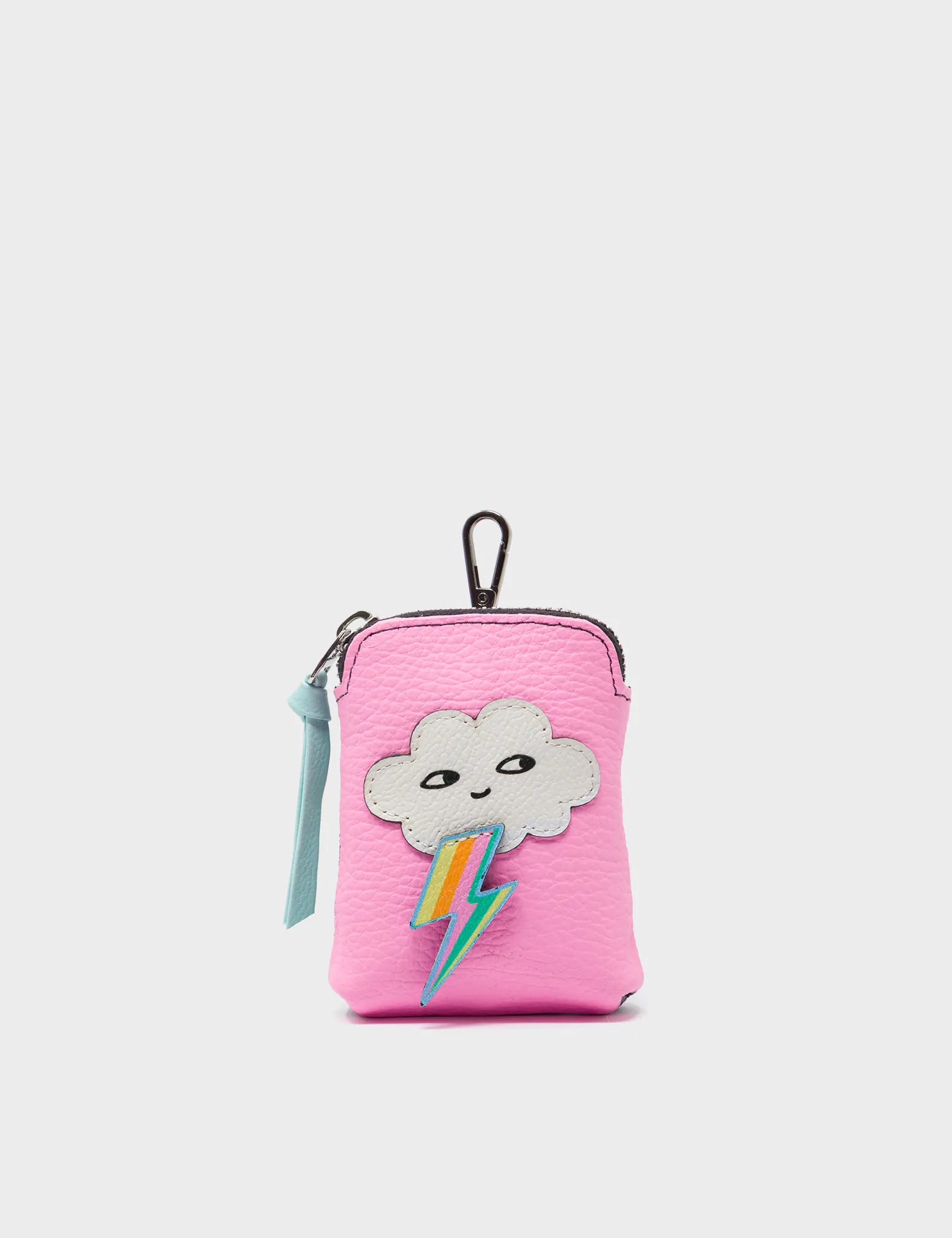 Florence Pouch Charm - Soft Neon Pink Leather Keychain with Cloud Design | Perfect for Keys, Bags & Gift Giving