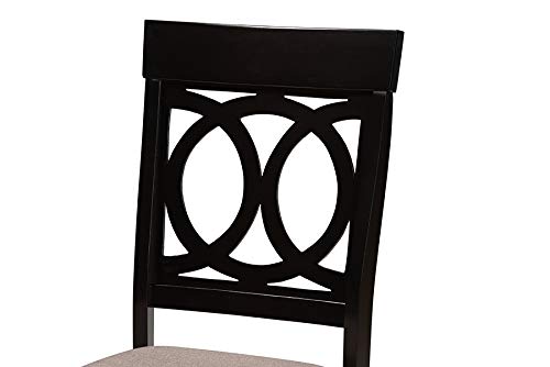 Modern & Contemporary 2-Piece Dining Chair Set - Sand Fabric Upholstery with Espresso Brown Wood Finish | Perfect for Kitchen, Dining Room & Small Space Decor