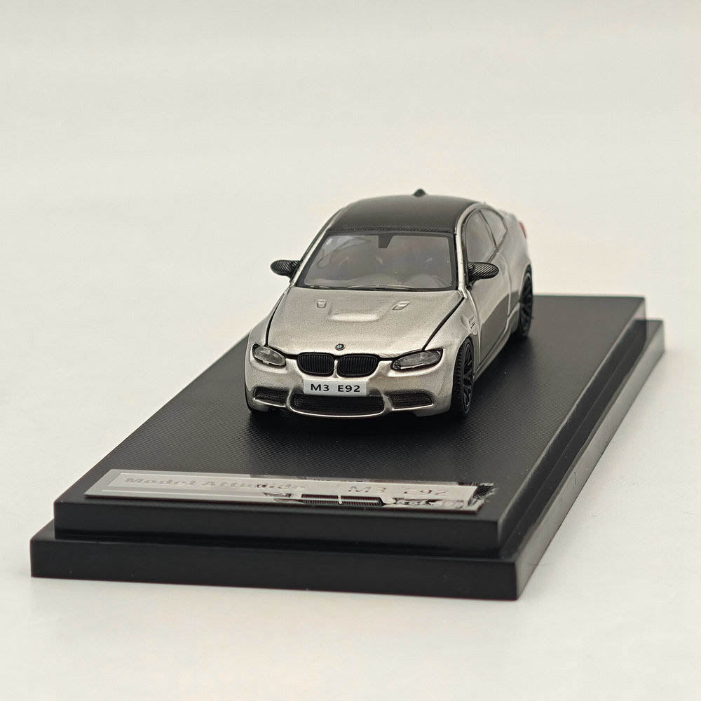 1/64 Scale Diecast Model - BMW E92 M3 Silverstone Gray - Collectible Miniature Car for Display & Racing Simulation - Perfect for Car Enthusiasts & Model Collectors