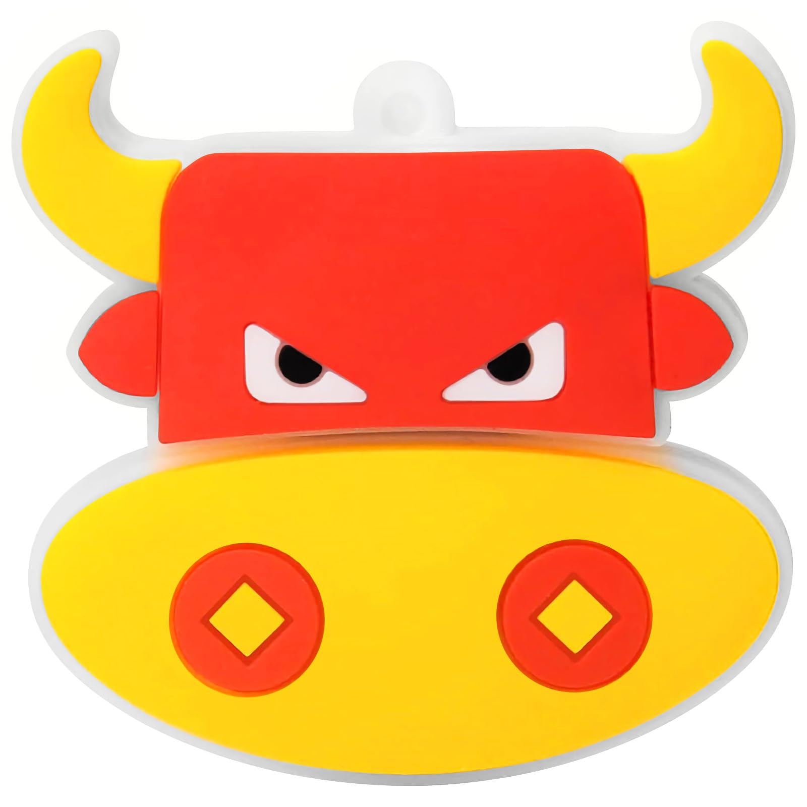 32GB Cute Bull USB Flash Drive - USB 2.0 Memory Stick for Data Storage & File Sharing, Yellow/Red