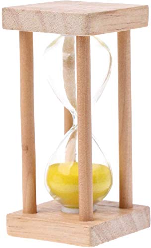 5 Minute Wooden Sandglass Hourglass - Kitchen Timer, Egg Timer, Decorative Clock - Perfect for Cooking, Baking, Games & Home Office Decor (Yellow)