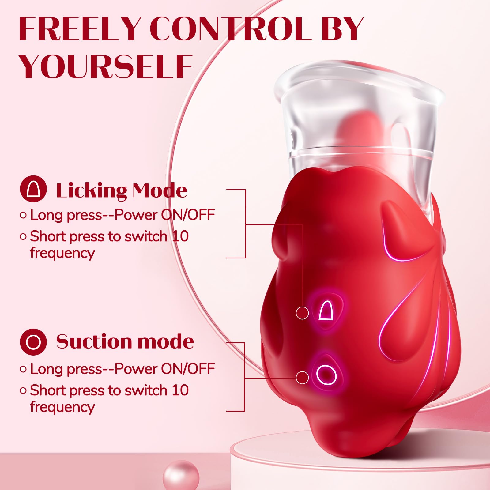 Rose Vibrator for Women - 2 in 1 Clitoral & Nipple Stimulator with 10 Licking & 10 Suction Modes, Rechargeable Adult Sex Toy for Solo Play & Couples - Perfect for Bedroom Fun & Sensual Massage