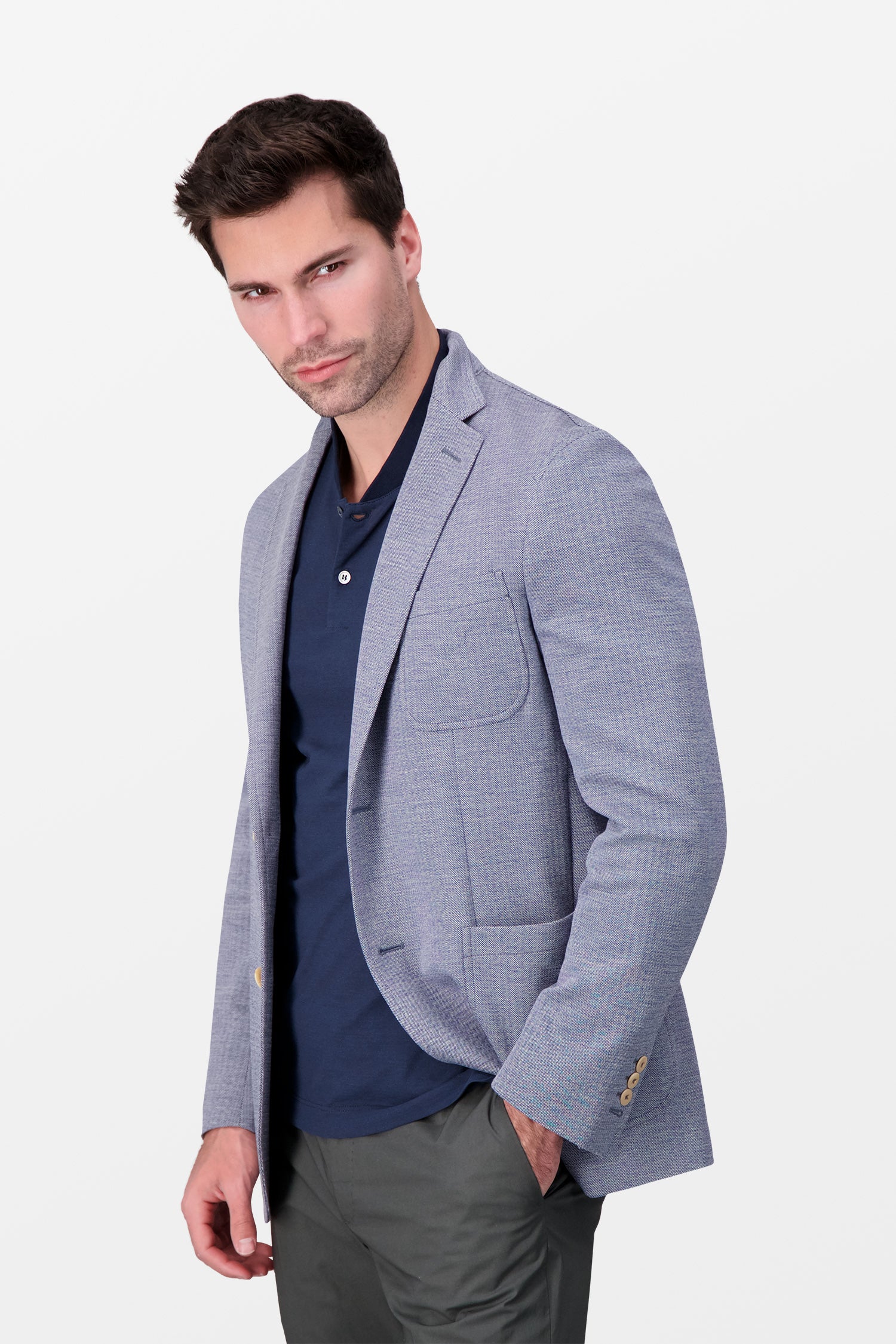 Montedoro Classic Blue Blazer for Men - Premium Slim Fit Single Breasted Business Jacket - Perfect for Office, Weddings & Formal Events