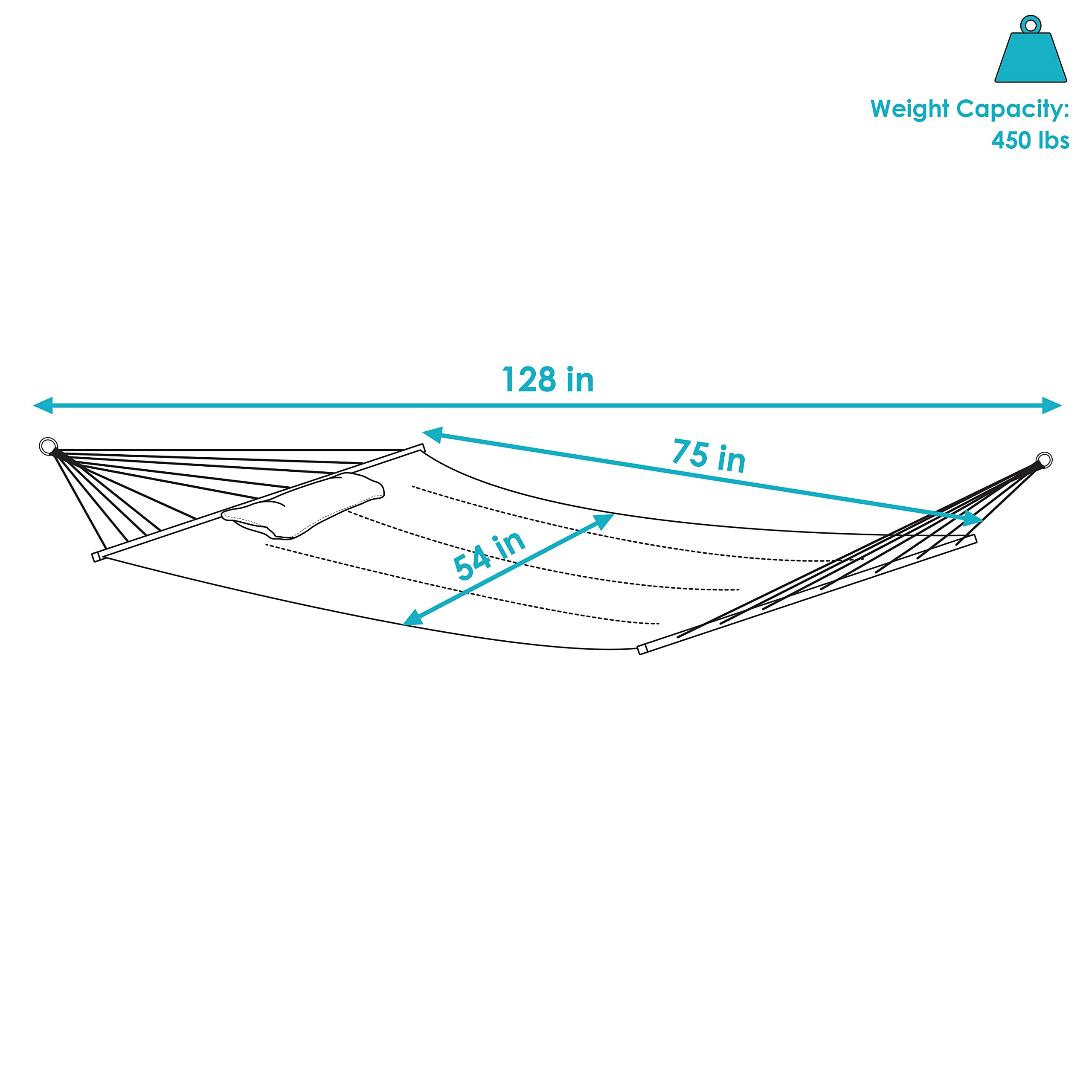 Sunnydaze Quilted Outdoor Hammock with Spreader Bars - Heavy Duty 450 lb Capacity Double Hammock for Patio, Backyard, Camping - Green Palm Leaf Design for Relaxation & Lounging