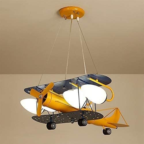 Modern Nordic LED Airplane Chandelier - Remote Control Cartoon Boys Hanging Lamp with Bulb for Kids Bedroom & Nursery Decor (Cold White, No Remote Control) | Perfect for Children's Room Theme Lighting & Playful Ceiling Decor