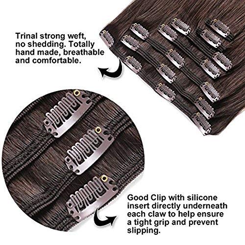 Premium 7-Piece Remy Human Hair Clip-In Extensions – 18 Inch, 50g, Dark Brown – Natural Look for Women & Girls | Perfect for Parties, Weddings & Daily Styling