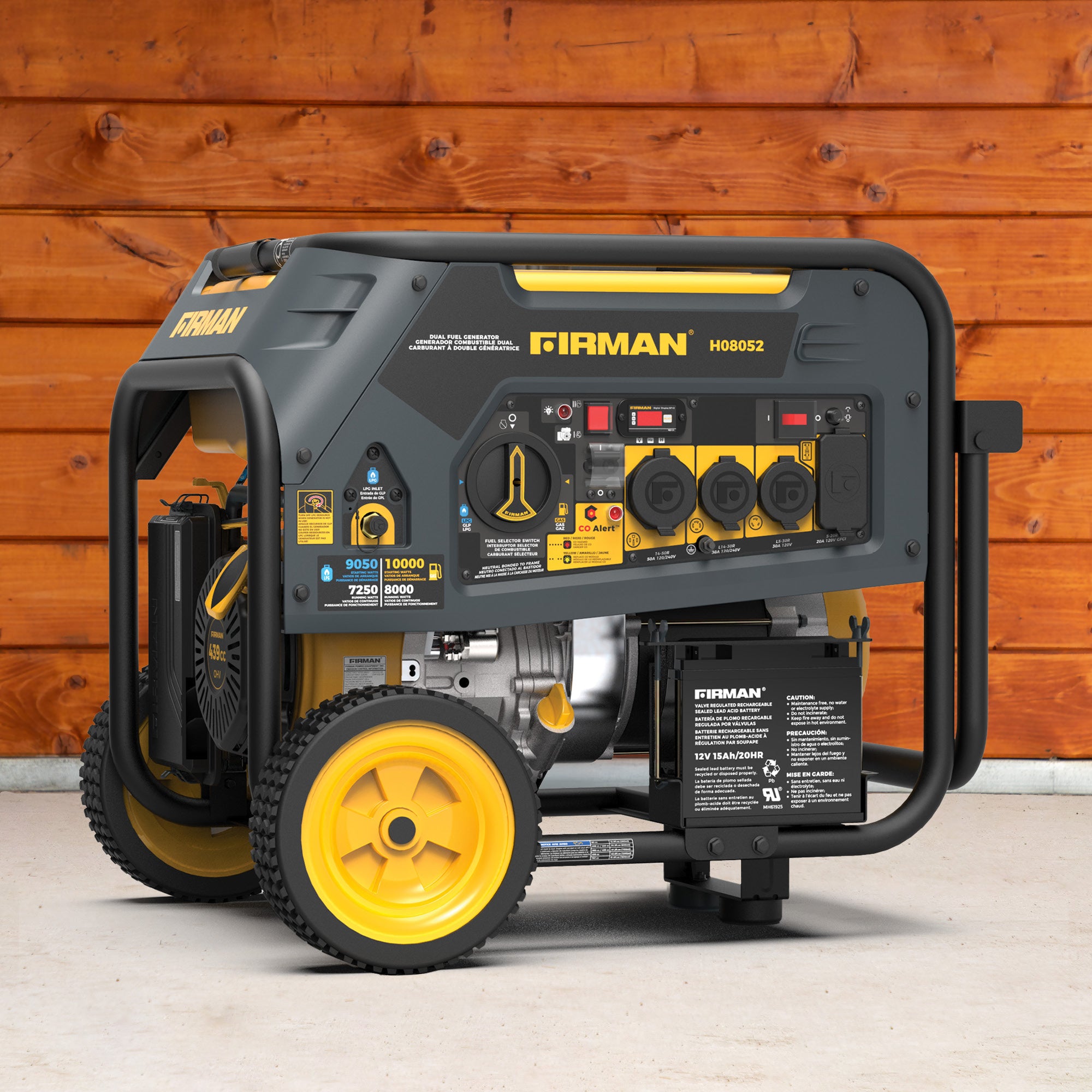 10000W Dual Fuel Portable Generator with Electric Start - 120/240V Output & CO Alert - Perfect for Home Backup Power, Camping, and Outdoor Events