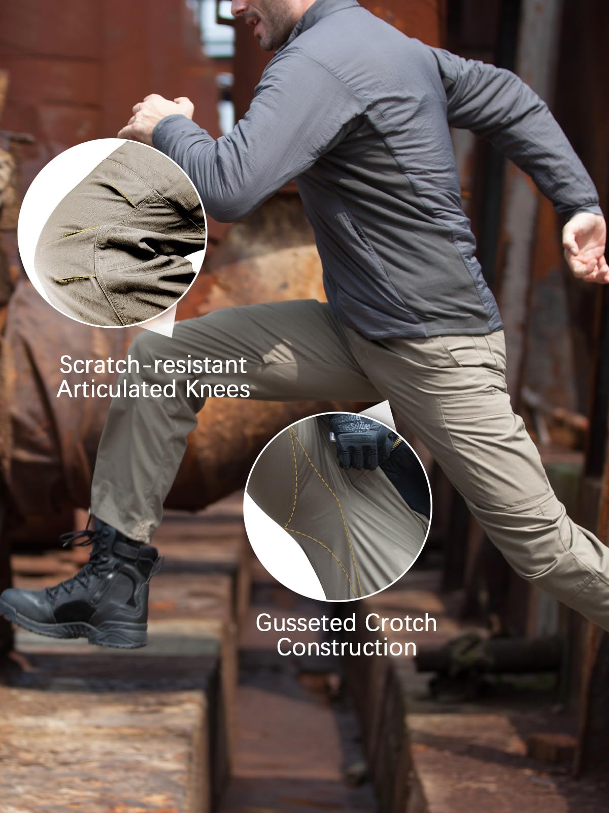 FREE SOLDIER Men's Tactical Cargo Pants - Water Resistant Ripstop Work Pants for Outdoor Hiking, Camping & Military Use - Lightweight Durable Men's Pants for Adventure & Everyday Wear