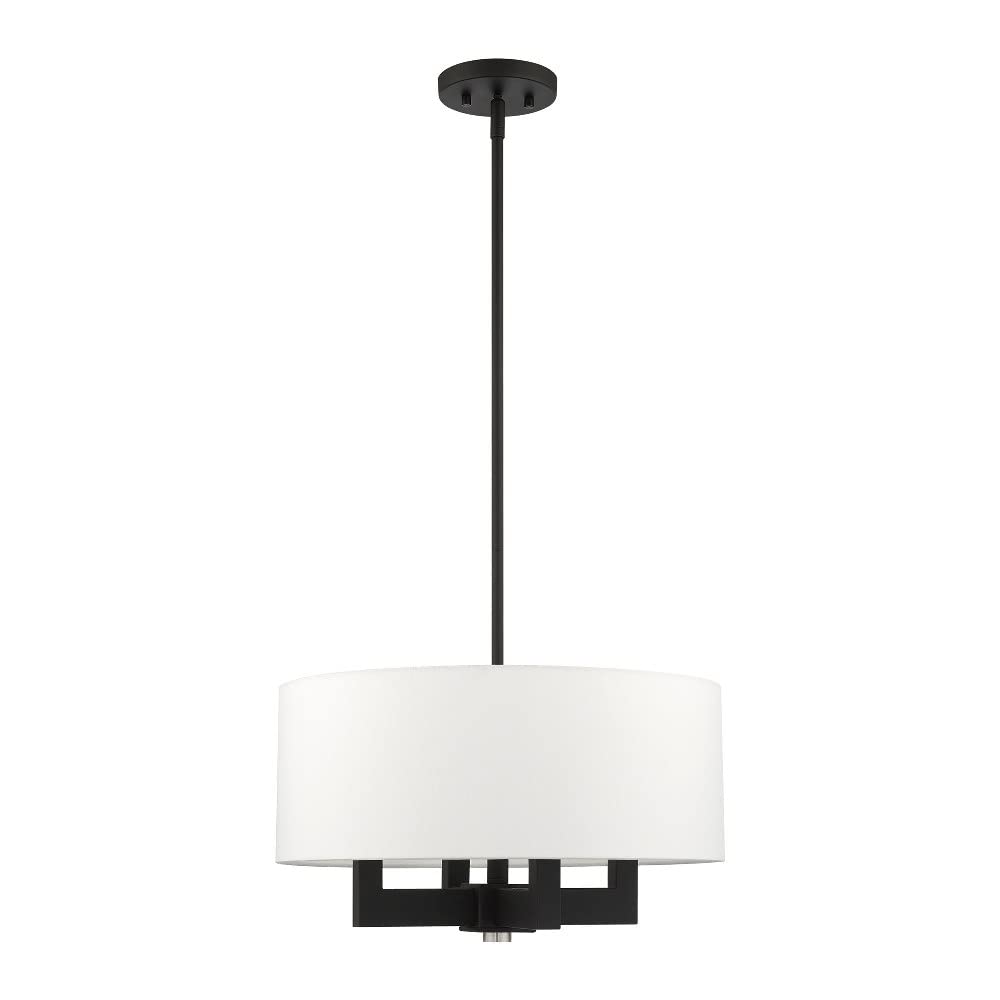 Livex Lighting 48784-04 4-Light Black Modern Chandelier - Elegant Ceiling Fixture for Dining Room, Bedroom, or Living Room Lighting Decor