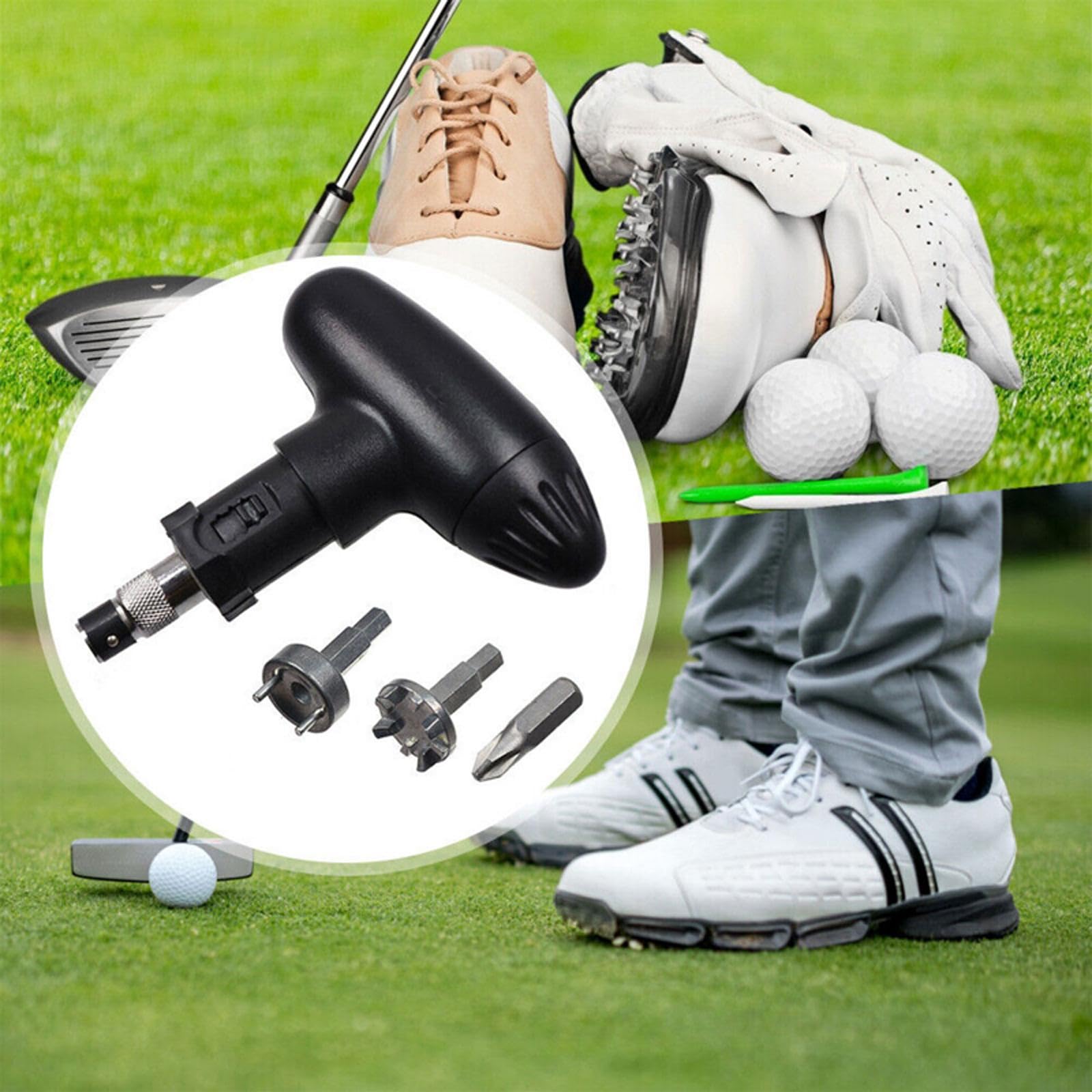 FINGER TEN Golf Spike Wrench Tool Set - Stainless Steel Cleat Remover & Adjuster with Plastic Handle - Durable Golf Shoe Accessories for Easy Spike Replacement (1 Pack, Black) - Perfect for Golf Course Maintenance & Equipment Repair
