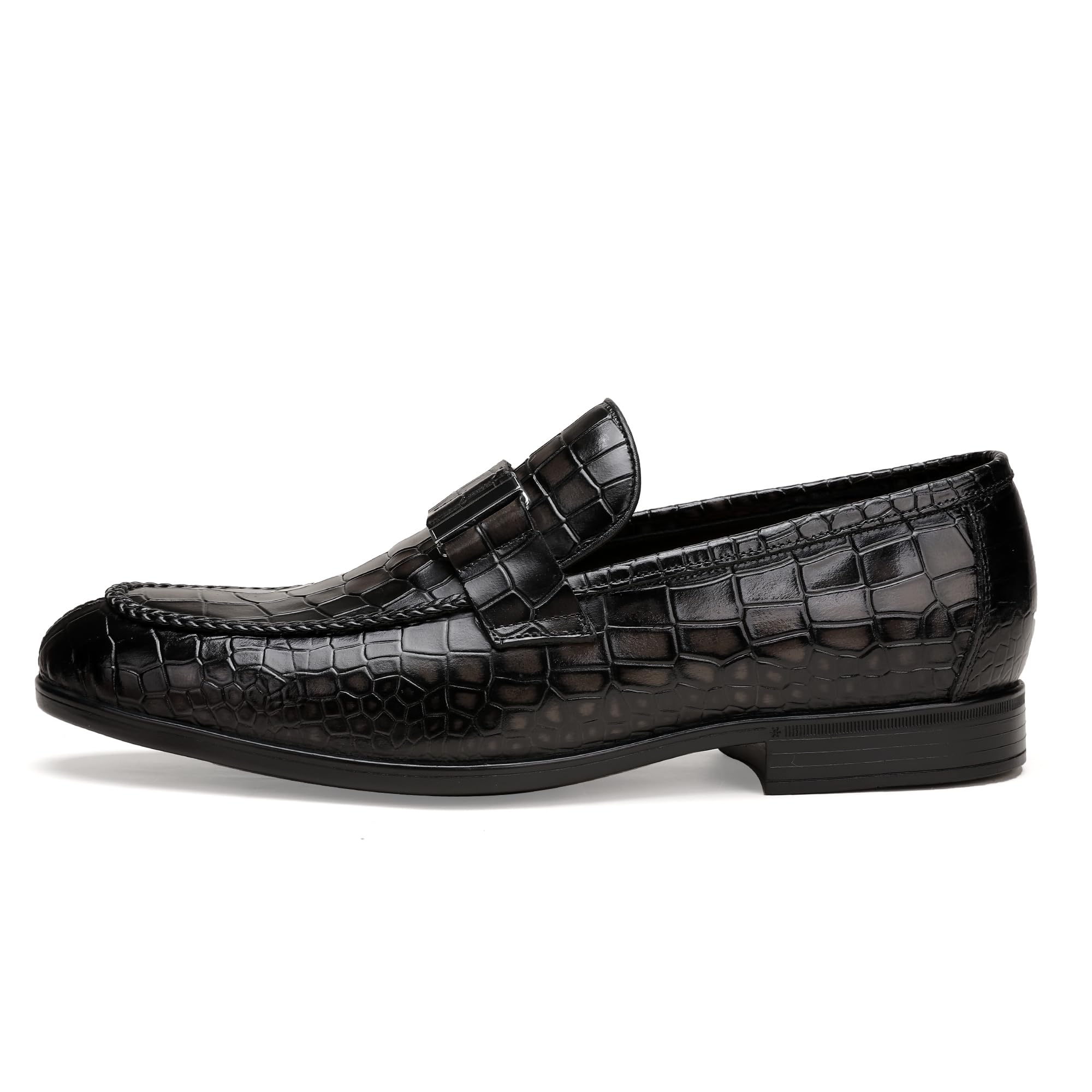 Men's Classic Leather Penny Loafers - Fashion Crocodile Print Business Dress Slip-On Shoes | Comfortable & Stylish for Office, Casual Wear & Formal Occasions