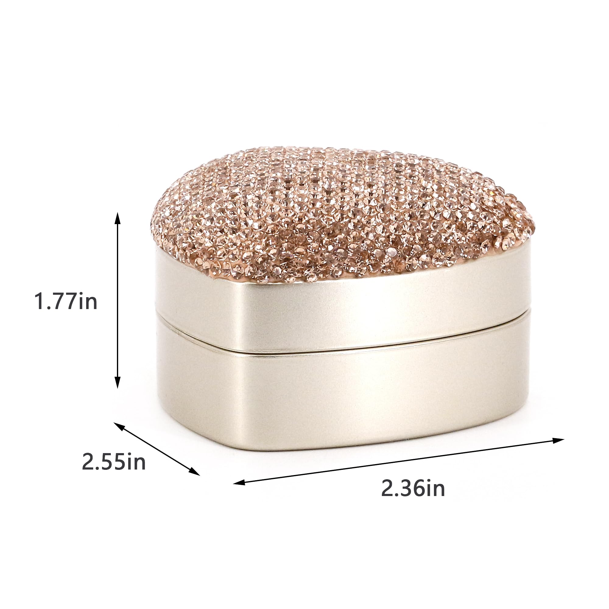Naimo Bling Rhinestone Heart Shaped Ring Box - Velvet Jewelry Organizer with LED Light for Engagement Rings, Earrings & Coins | Perfect for Wedding Proposals, Bridal Showers & Anniversary Gifts