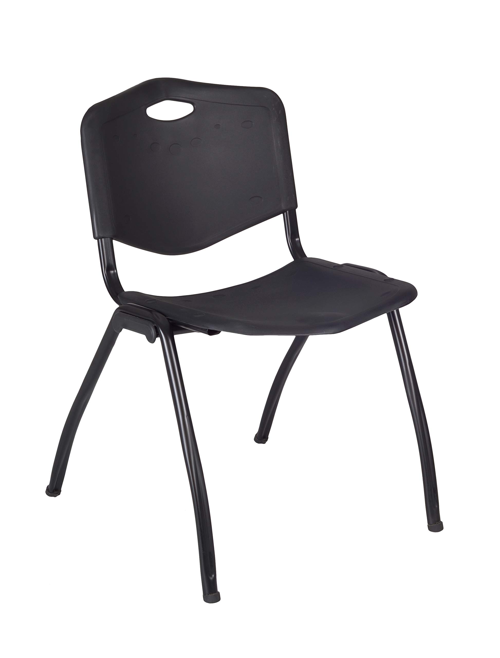 Regency Kobe 30-Inch Square Breakroom Table with 4 Stackable Chairs - Mahogany Finish & Black Upholstery - Perfect for Office Break Rooms, Conference Areas & Small Dining Spaces