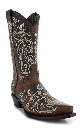 Soto Boots Women’s Dahlia Vintage Flower Embroidery Cowgirl Boots M50042 - Western Style Ankle Boots for Country Dancing, Rodeo & Fashion Outfits