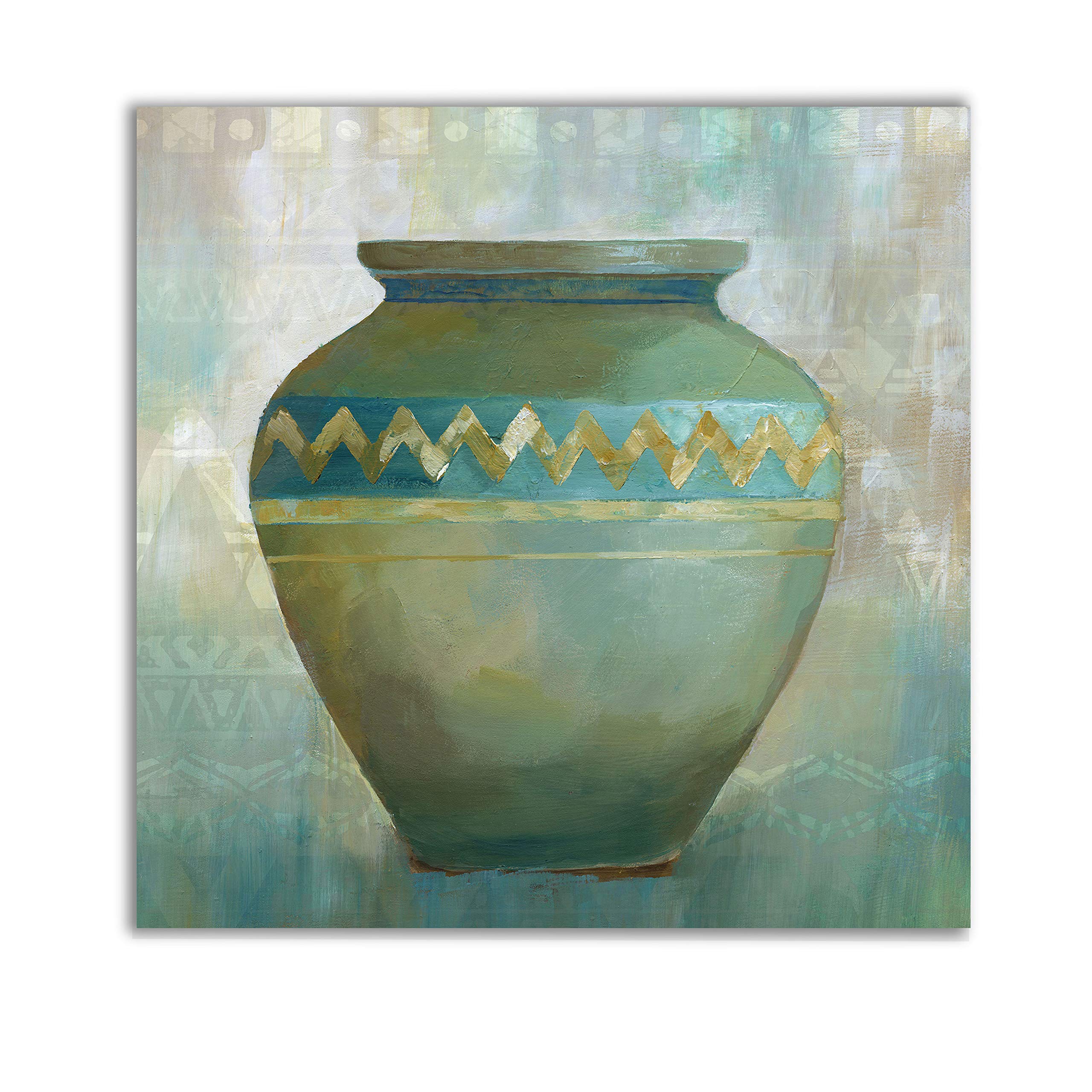 Wexford Home Jade Vessel Gallery Wrapped Canvas Wall Art - Modern Abstract Painting for Living Room, Bedroom & Office Decor