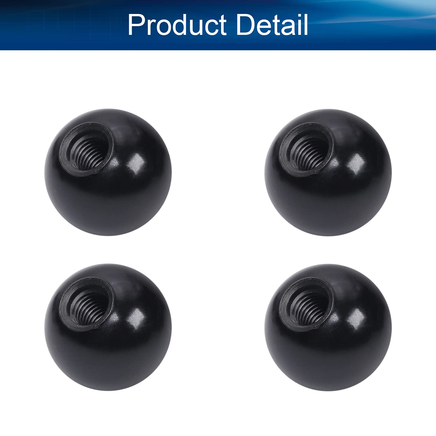 8Pcs Black Bakelite Ball Knob M10 Female Thread - 32mm (1.26