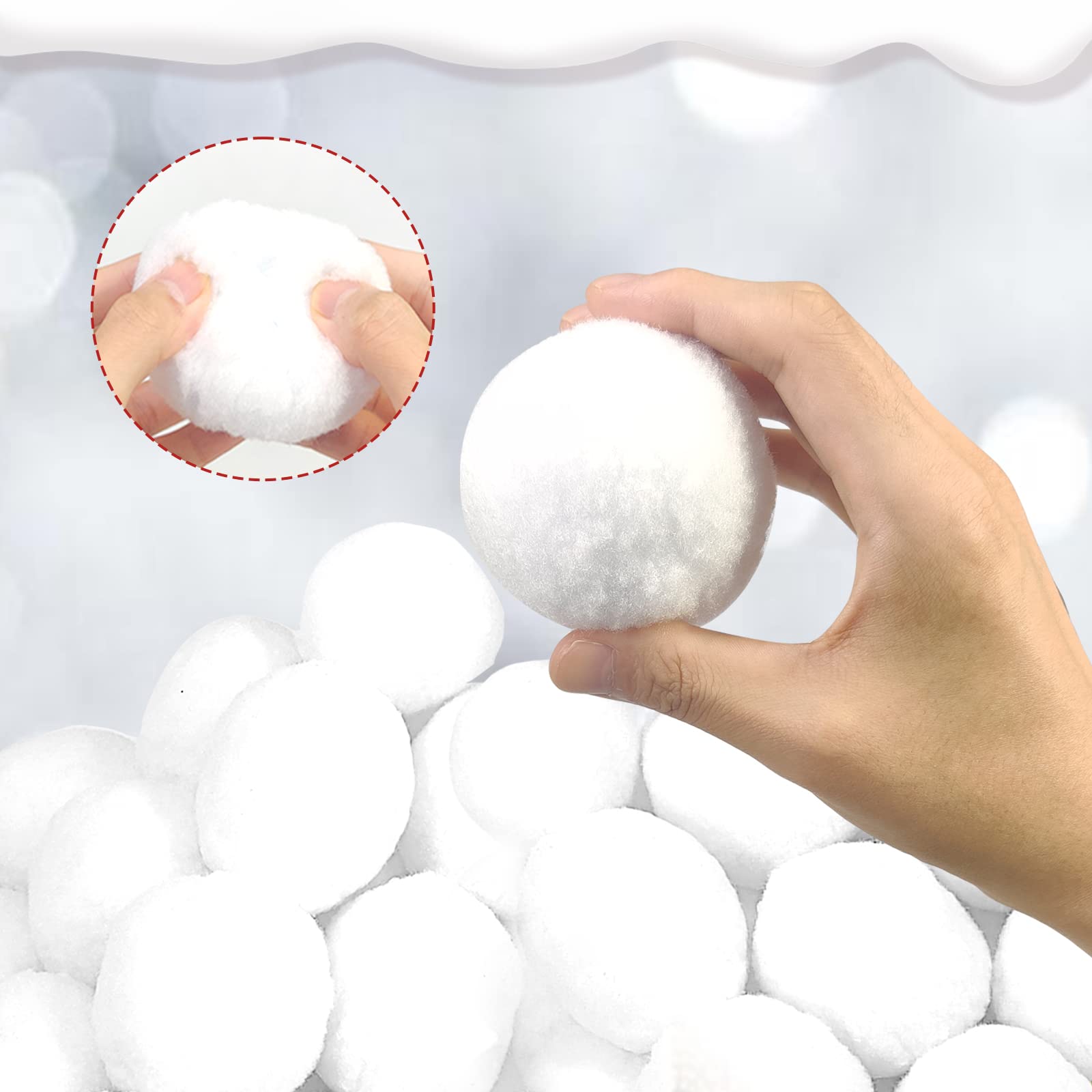 50 Pack Soft Fake Snowballs for Kids - 3 Inch Safe Christmas Snow Balls for Indoor & Outdoor Winter Play, Snowball Fights, Holiday Toss Games - Perfect for Family Gatherings, School Activities & Winter Party Fun