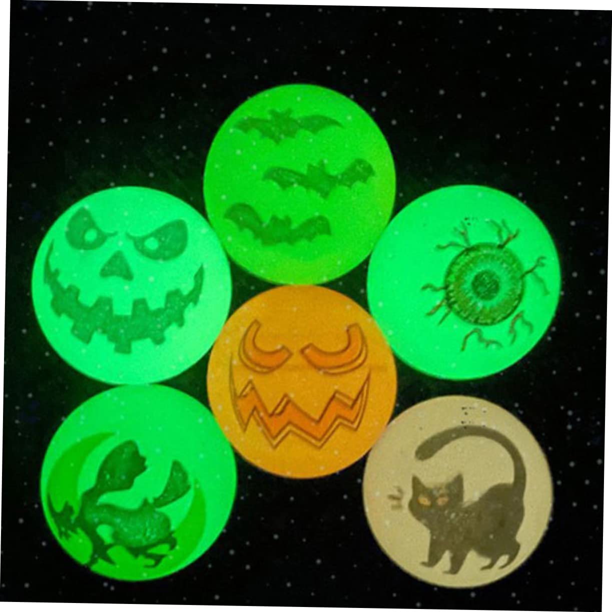HOOTNEE 20-Pack Glow in The Dark Bouncy Balls - Halloween Party Favors, Kids Birthday Party Supplies, Rubber Bouncing Balls for Outdoor Games & Nighttime Play