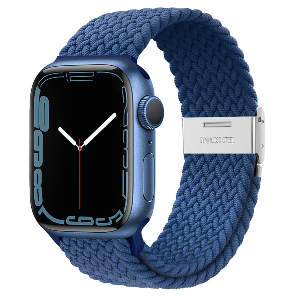 Braided Nylon Apple Watch Bands for Series 9/8/7/6/5/4/3/2/SE/Ultra/Ultra 2 - Adjustable Breathable Strap for 38mm 40mm 41mm 42mm 44mm 45mm 49mm - Perfect for Workouts, Running & Everyday Wear