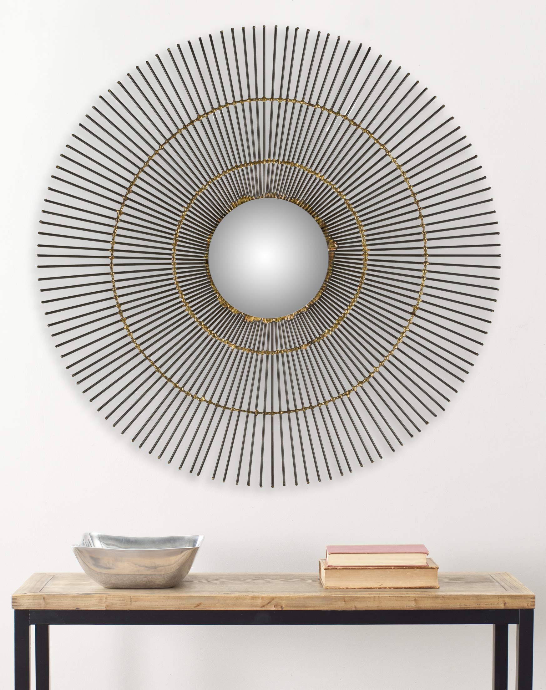 SAFAVIEH Home Collection Orbit The Sun Mirror - Natural Wooden Wall Mirror for Living Room, Bedroom & Entryway Decor - Perfect for Modern & Boho Home Interiors