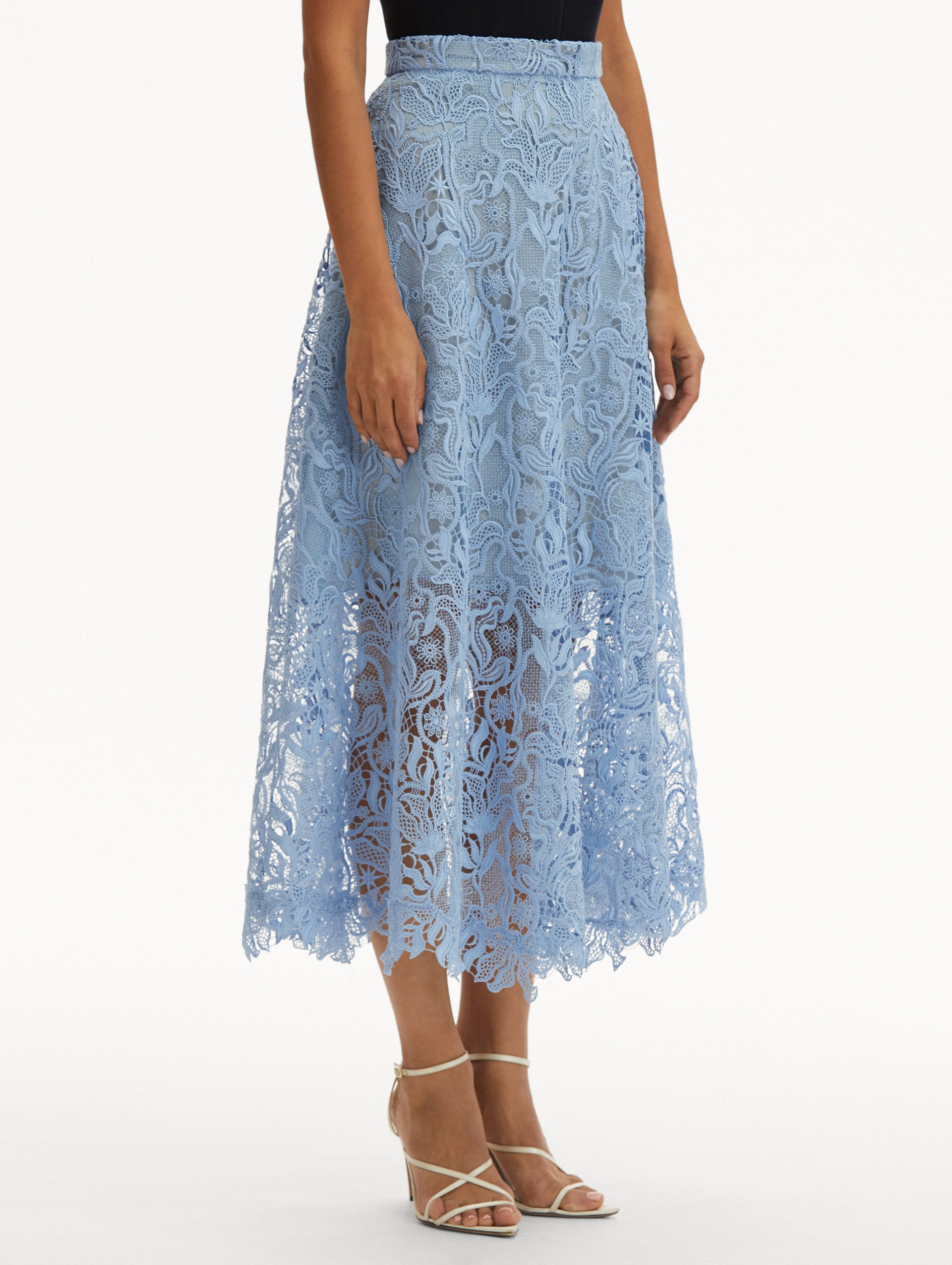 Bellflower Guipure Lace Skirt for Women - Elegant Floral Embroidery Midi Skirt | Perfect for Weddings, Parties & Summer Outfits