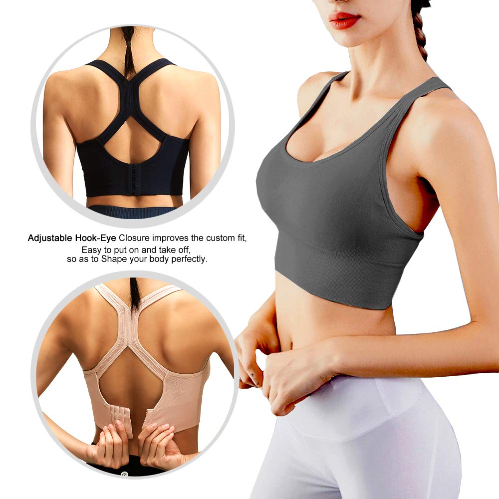 High Impact Sports Bras for Women - Racerback Workout Bras with Padding, Comfortable Yoga & Fitness Bras Multipack - Perfect for Running, Gym, Yoga & High-Intensity Training